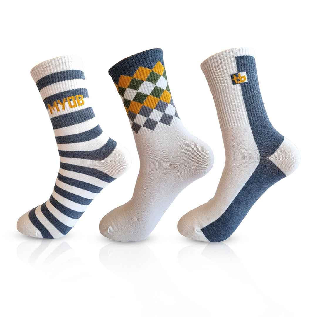 Men’s 3-Pair Crew-Length Socks (Multicolored) - Town Business