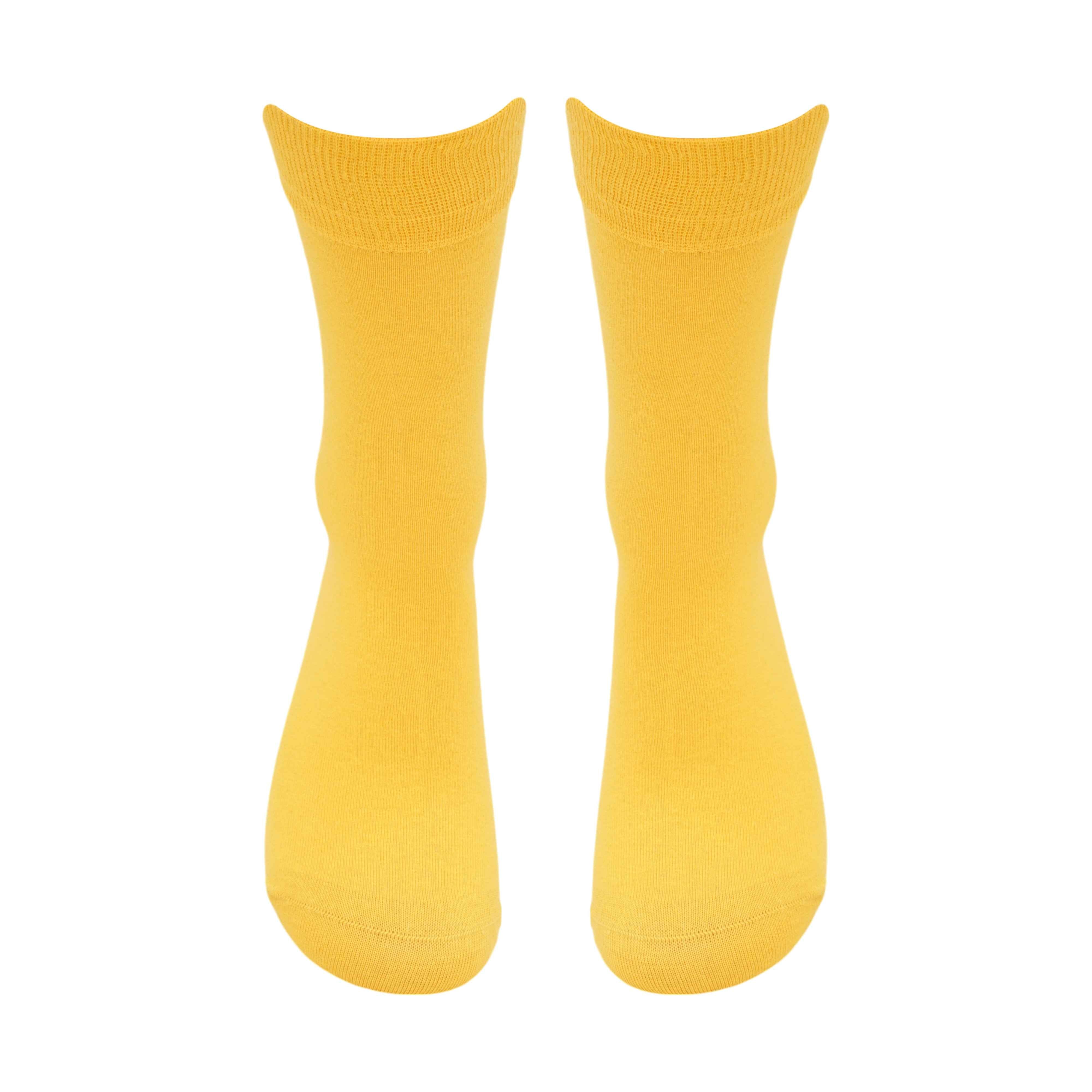 Premium Plain Yellow Cotton Socks (Pack of 1) 2N - Town Business