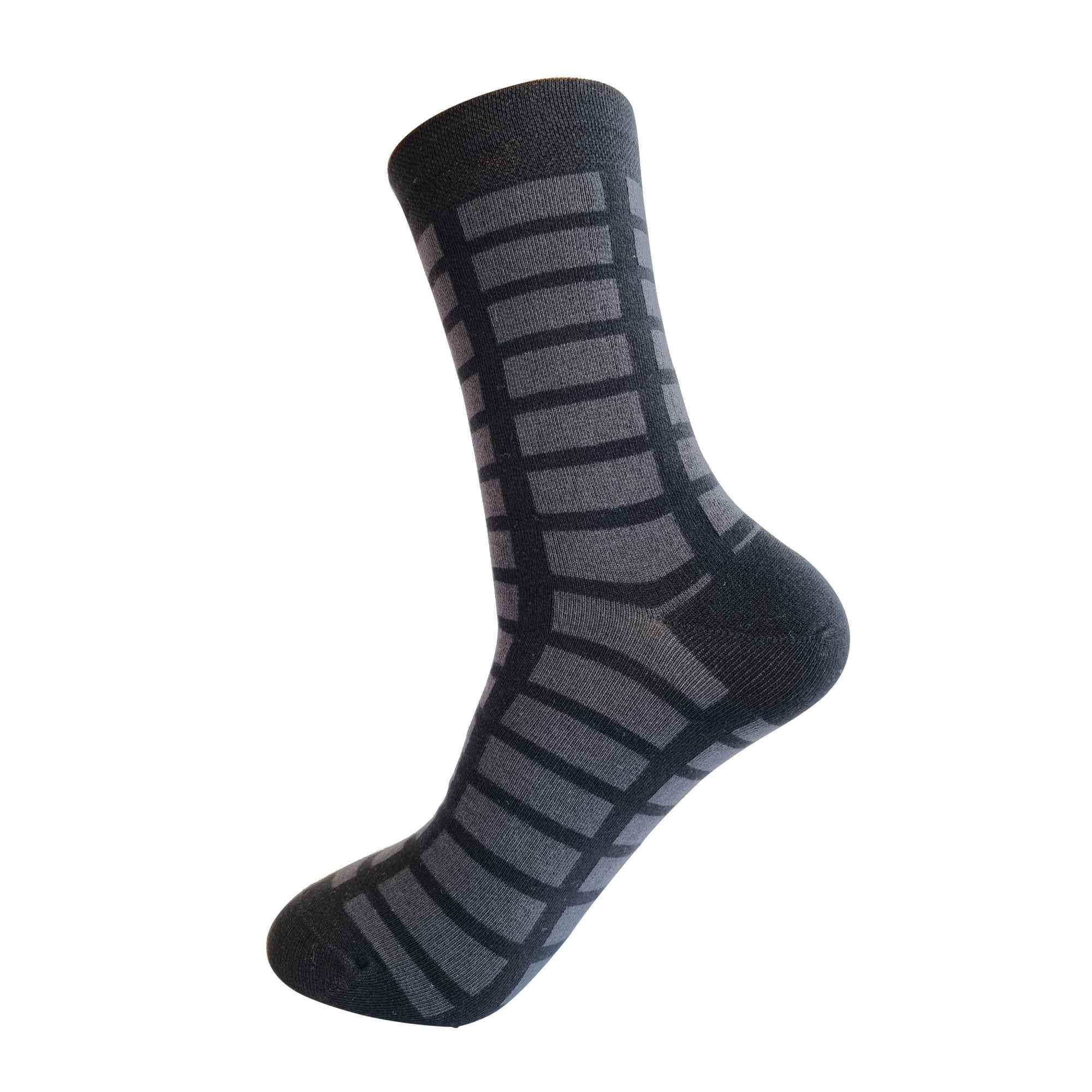 Men’s 3-Pair Crew-Length Socks (Dark Grey Black With Egile) - Town Business