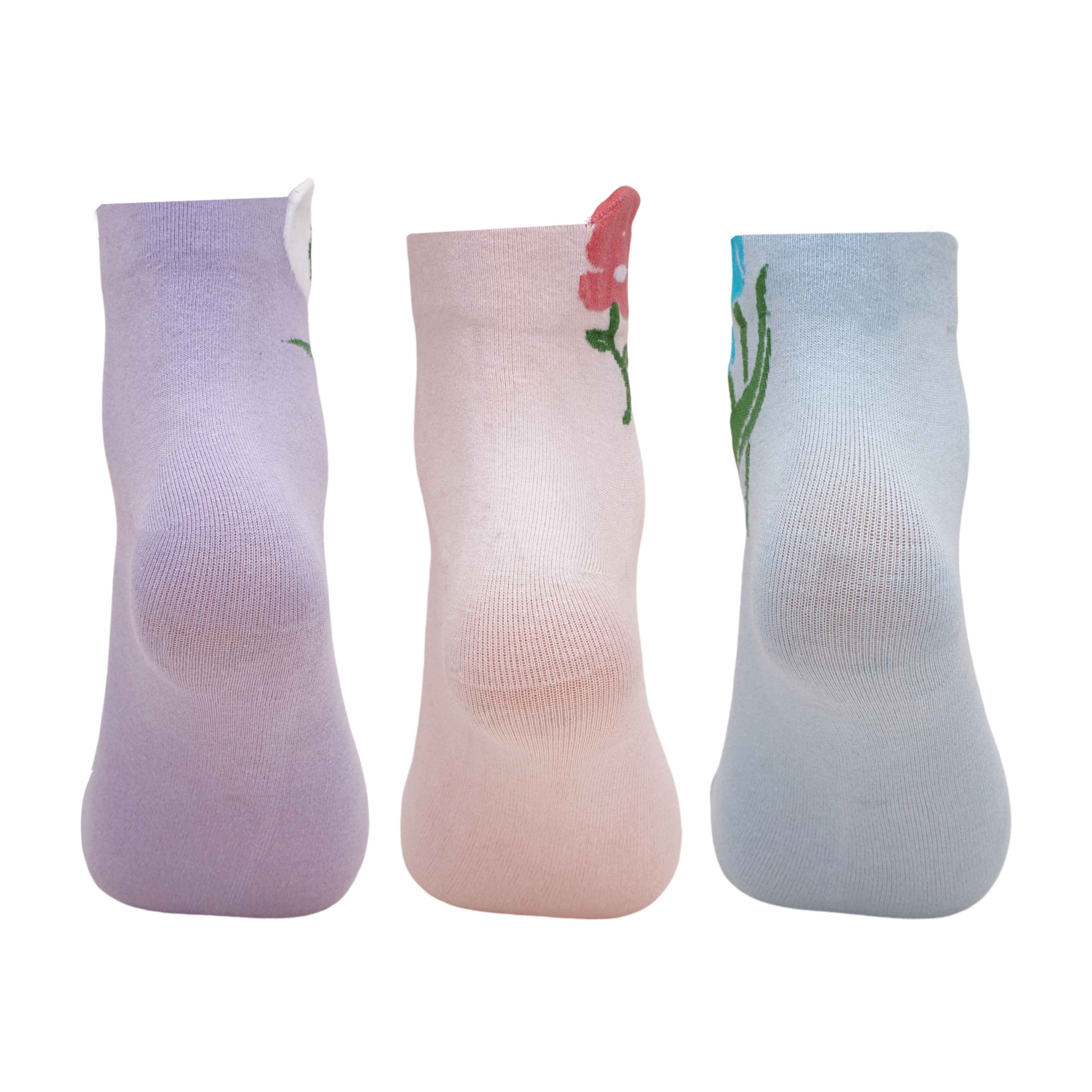 Unique Flower Design Socks (Pack Of 3) 6N