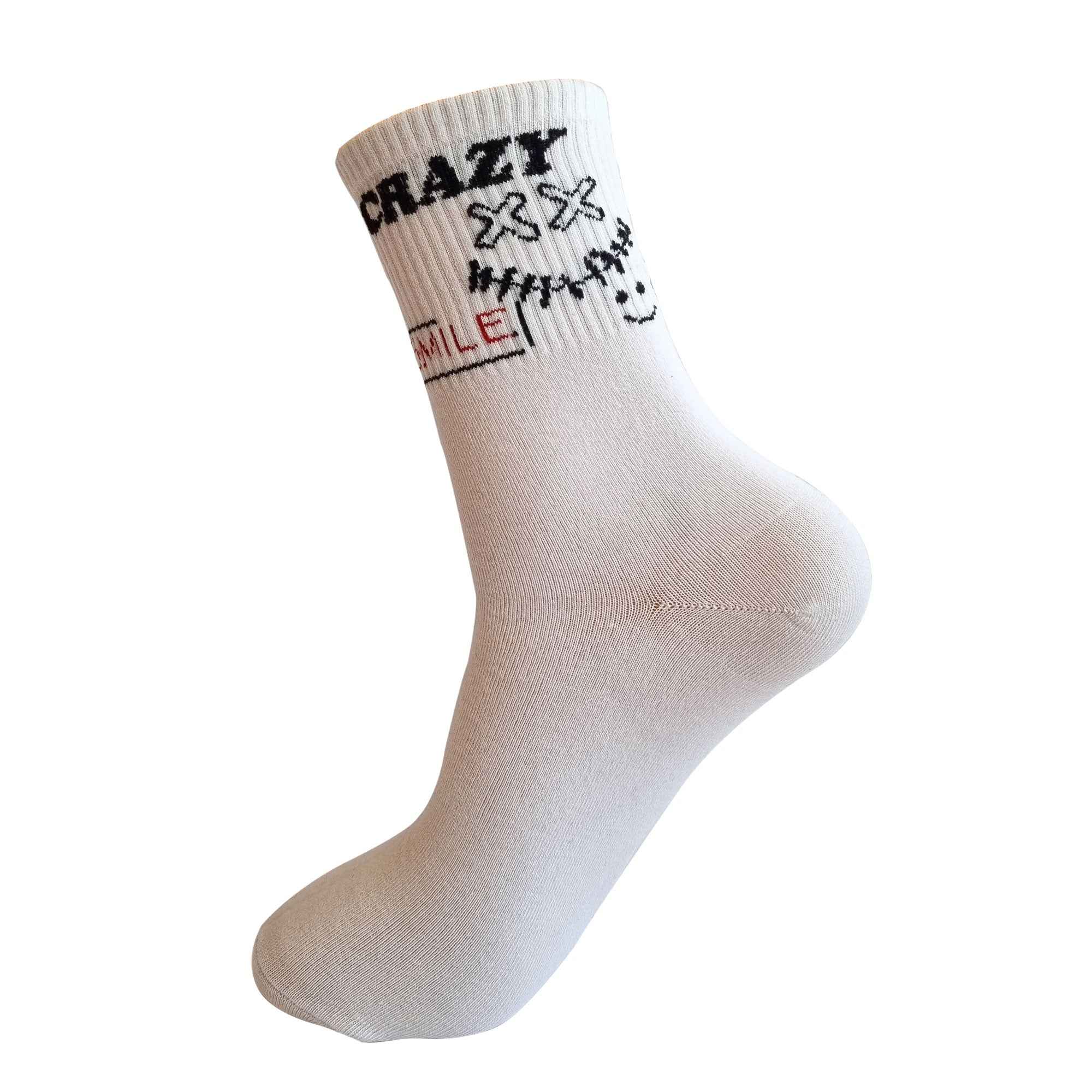 White Graphic Nope Socks (Pack Of 1) - Town Business