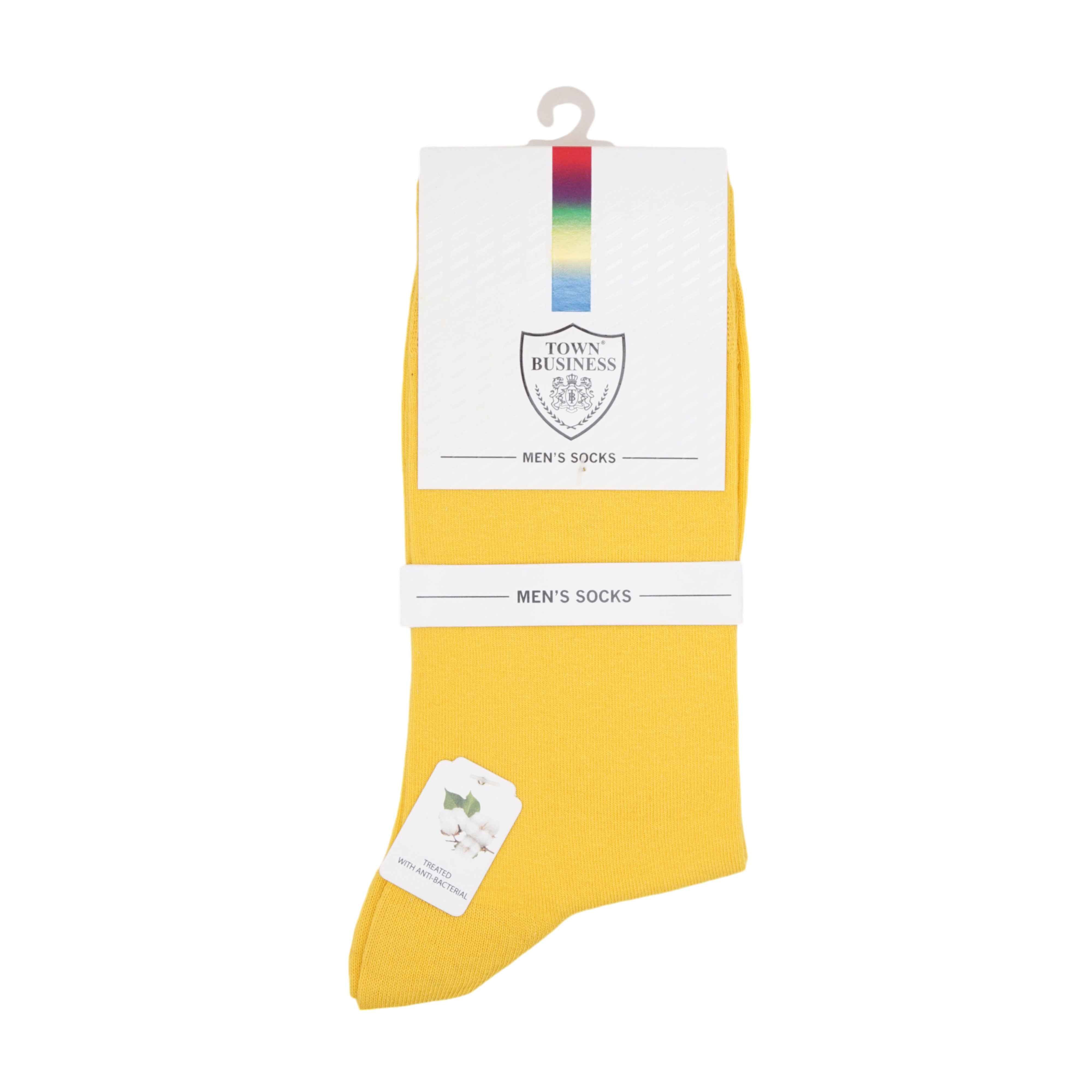 Premium Plain Yellow Cotton Socks (Pack of 1) 2N - Town Business