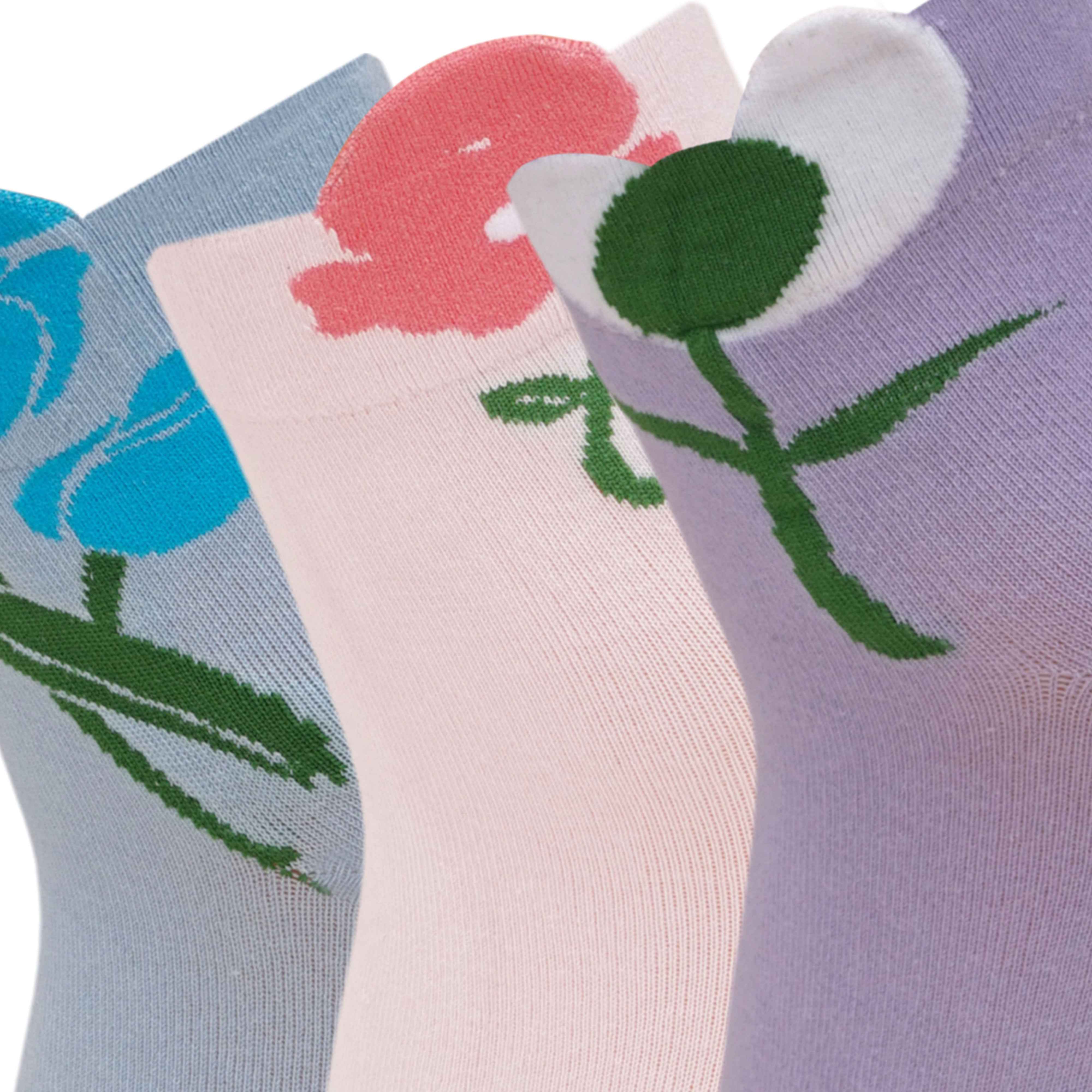 Unique Flower Design Socks (Pack Of 3) 6N