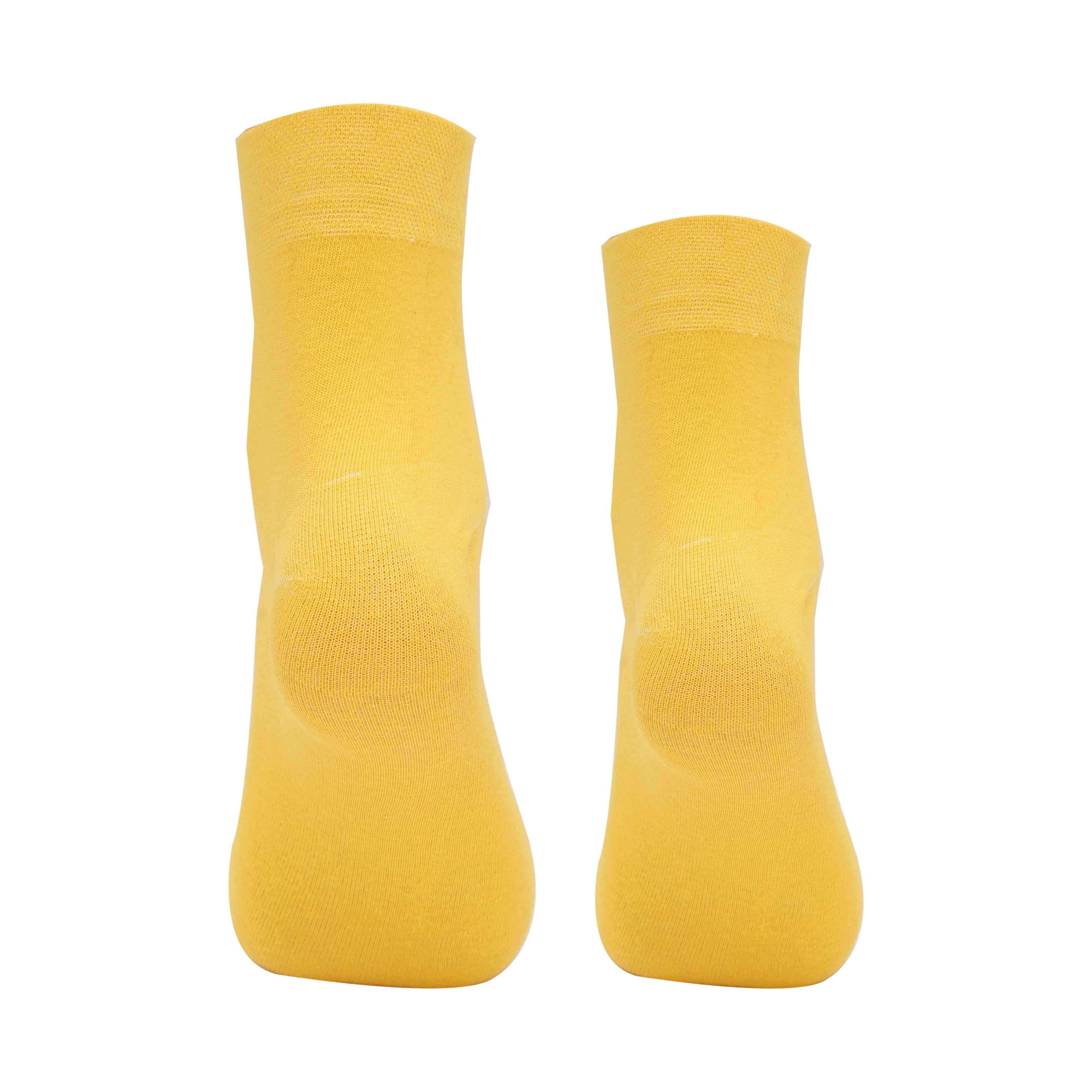 Plain Cotton Ankle Socks (Yellow , Blue , Pink) Pack of 3 - Town Business