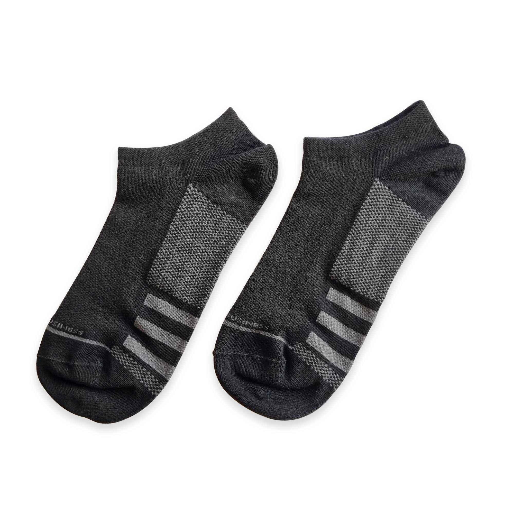 Unisex 2 Pair Compact Cotton Sneaker Socks (Black , Grey) - Town Business