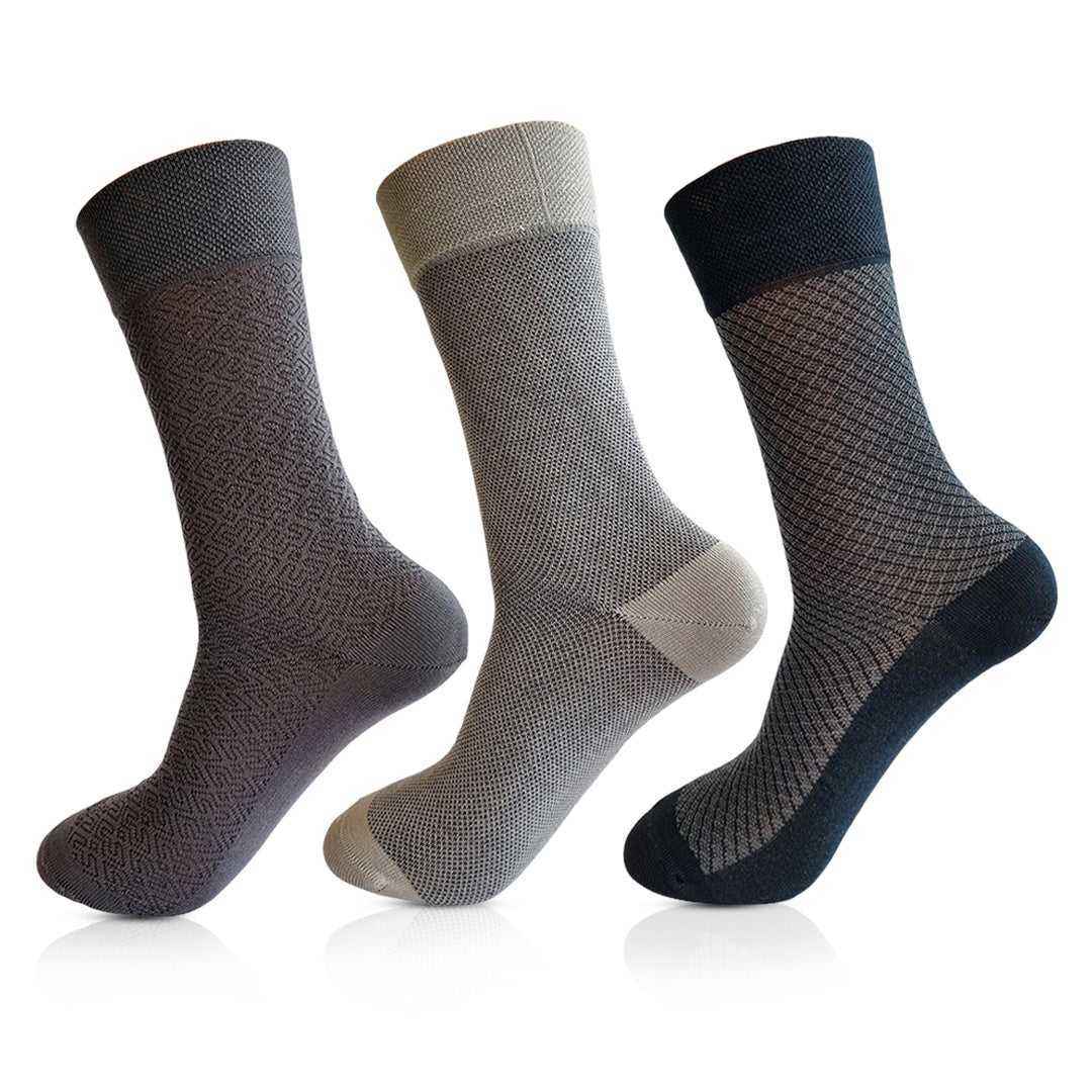 Mercerised Cotton Socks 3 Pair men's Socks ( Black , Dark Grey , Light Grey ) - Town Business