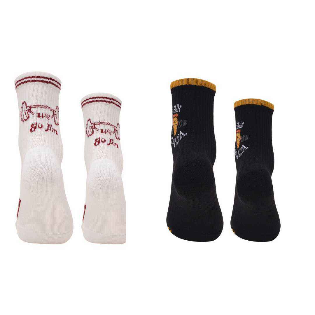 Ankle Length Ribbed Socks NO Pain, No Pizza (Pack Of 2) 4N - Town Business