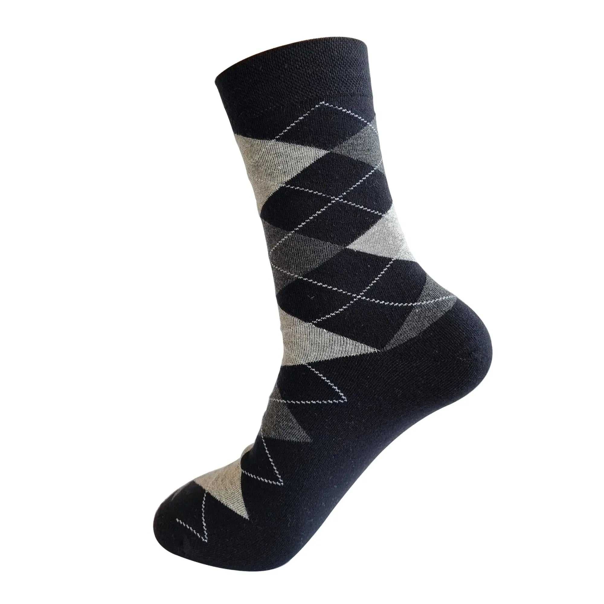 Arglye 3 Pair Crew Length Socks (Blue Grey, Black) - Town Business