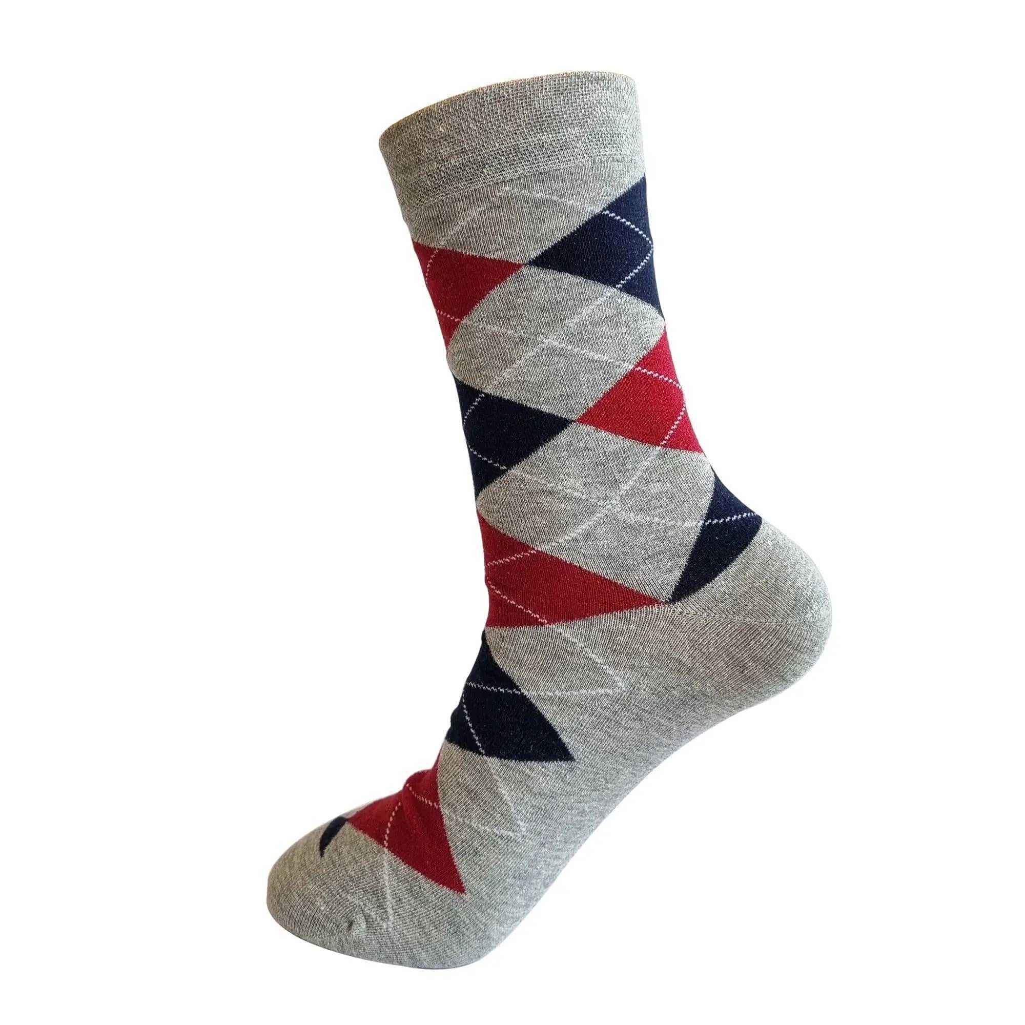 Arglye 3 Pair Crew Length Socks (Blue Grey, Black) - Town Business