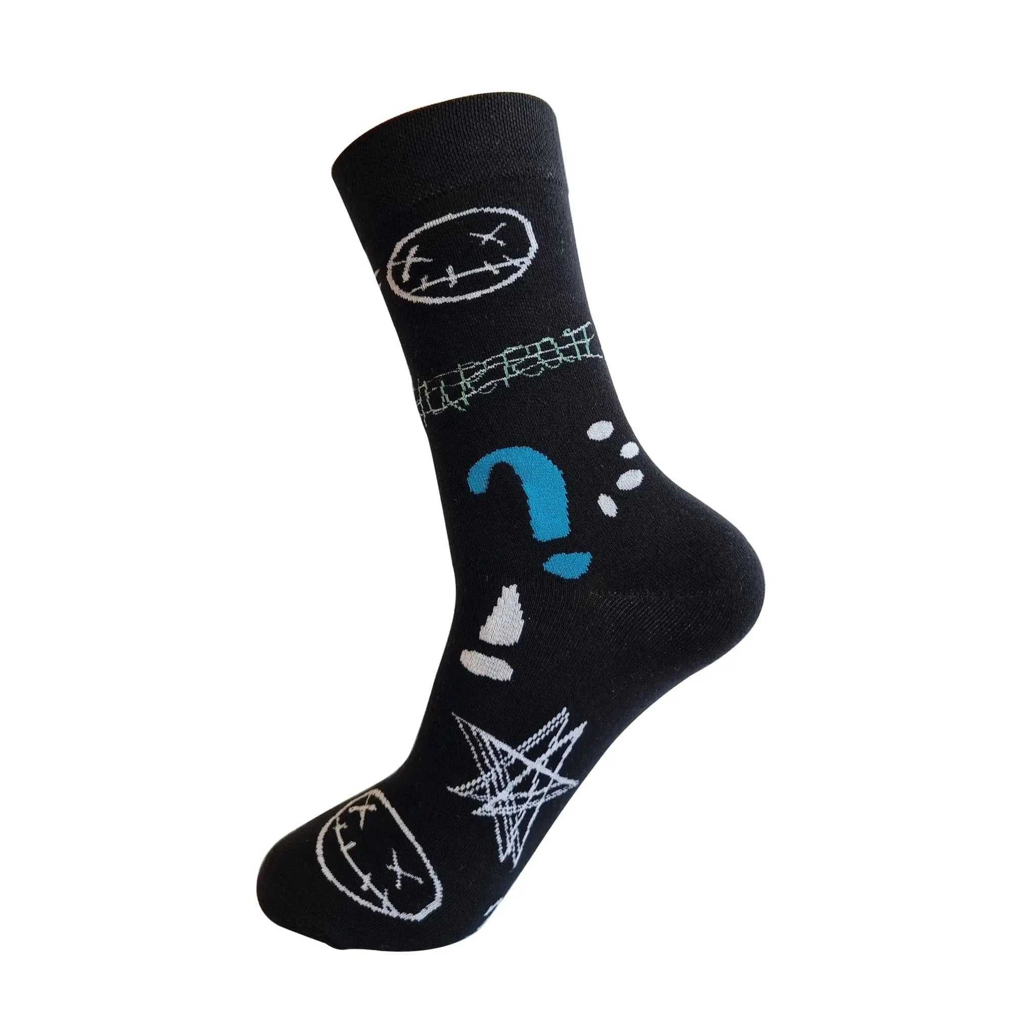 Black Graphic Socks for Men (Pack of 1) - Town Business