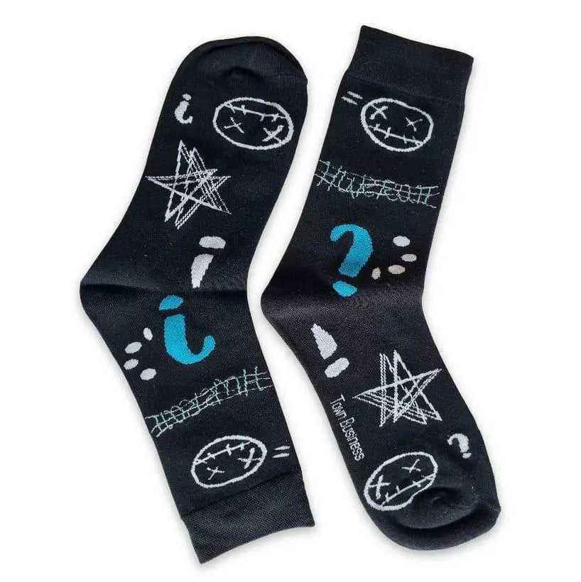 Black Graphic Socks for Men (Pack of 1) - Town Business