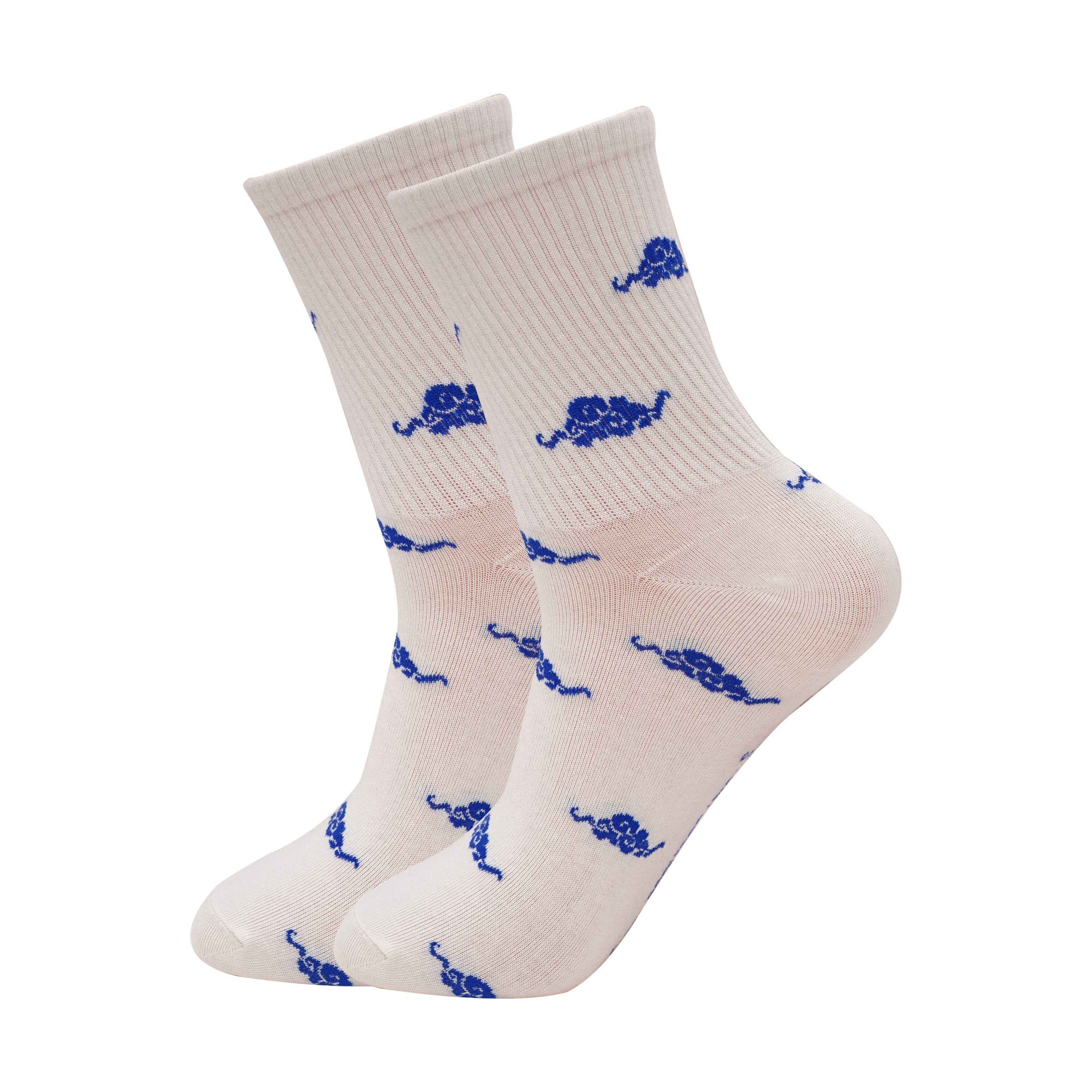 Blue Cloud Pattern white Socks (Pack of 1) - Town Business