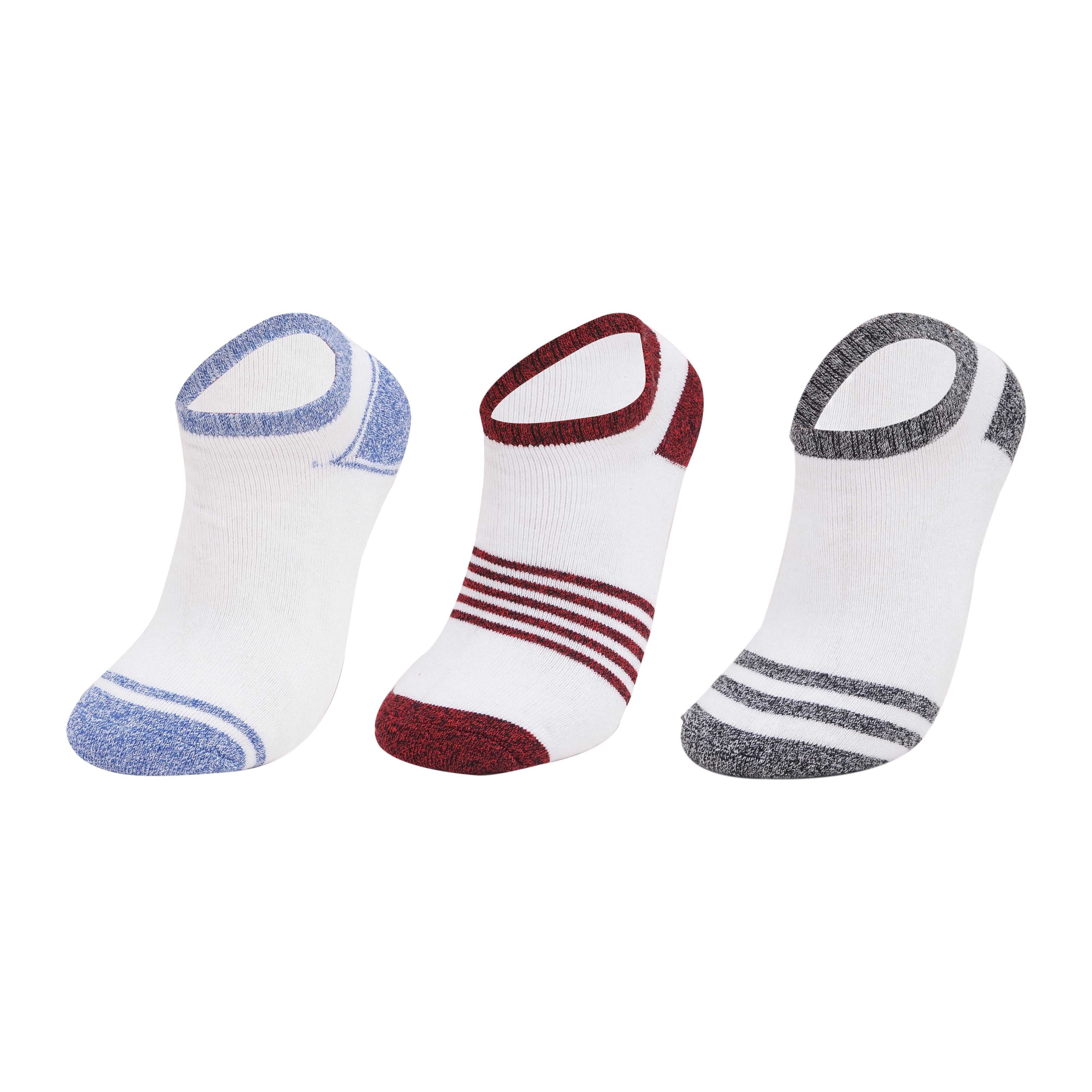White Sneaker socks with Designing Strips (Pack Of 3) - Town Business