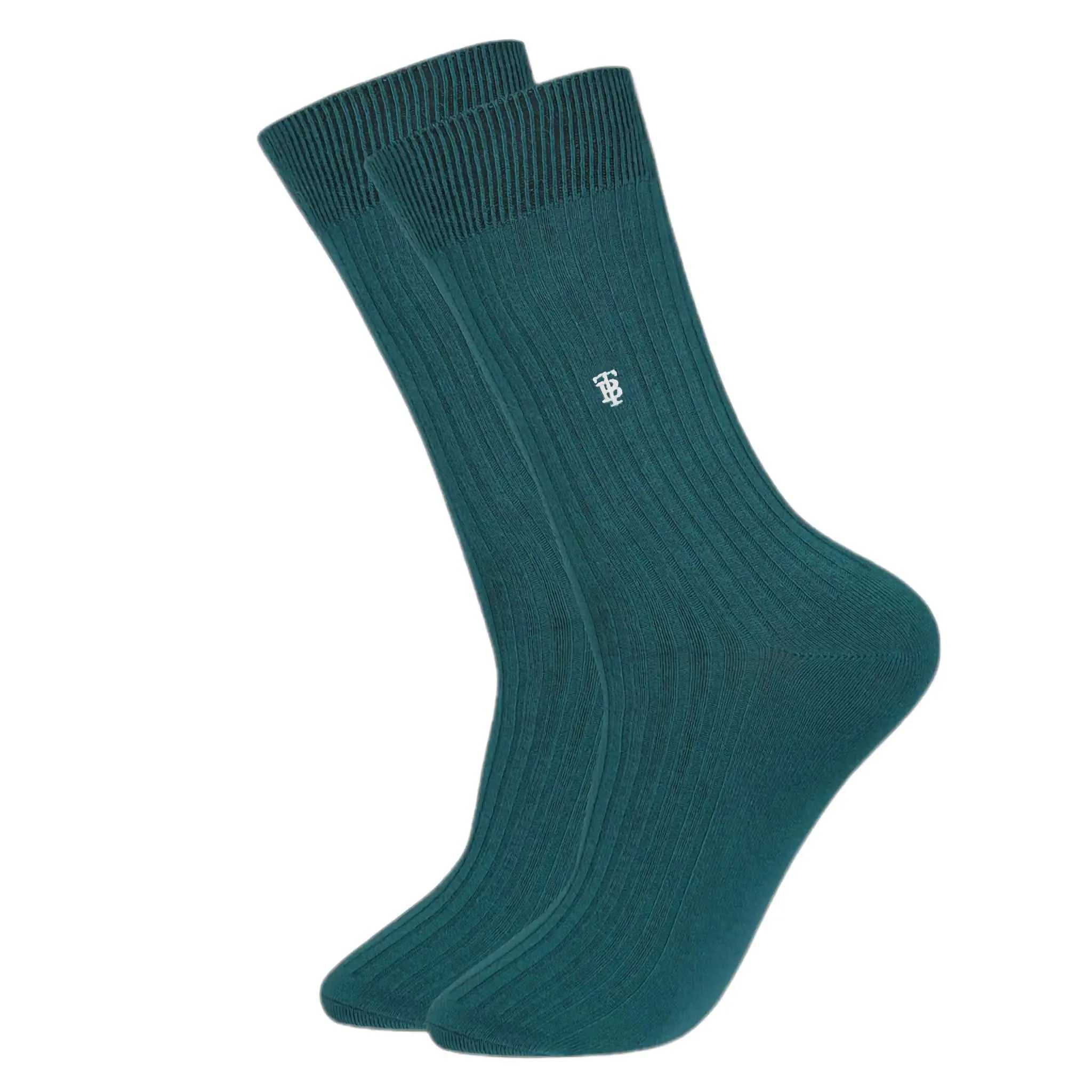 Premium Green Ribbed Formal Socks (Pack Of 1) - Town Business