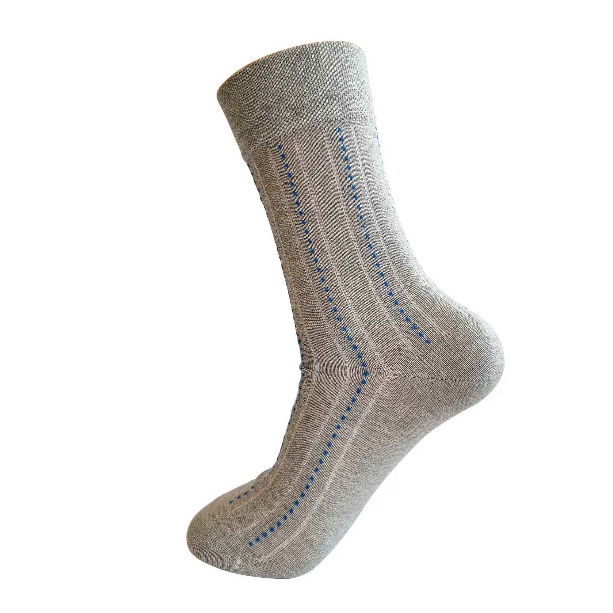 Crew Length 3 Pair Mercerised Men's Socks ( Blue , Black ,Grey) - Town Business