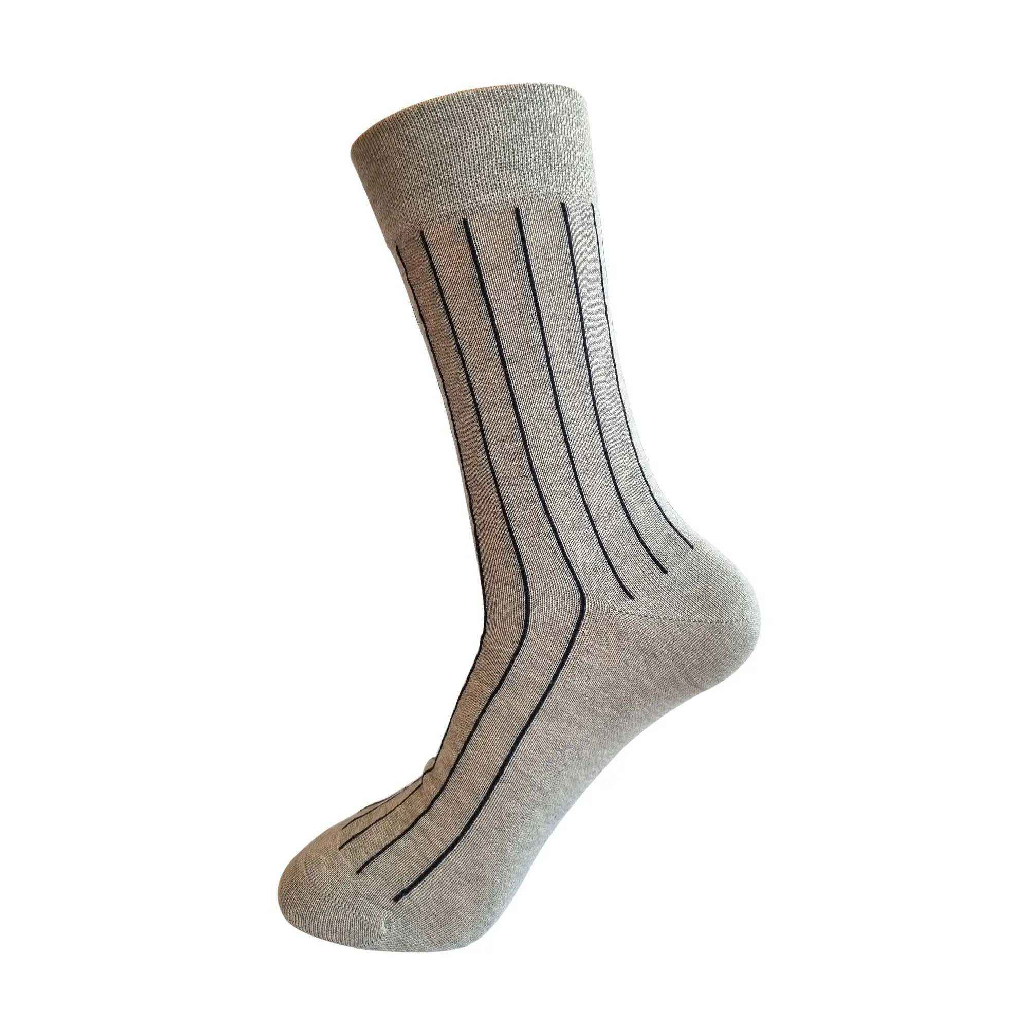 Elegant Stripe 3 Pair Mercerised Cotton Socks (Black, Red, Grey) - Town Business