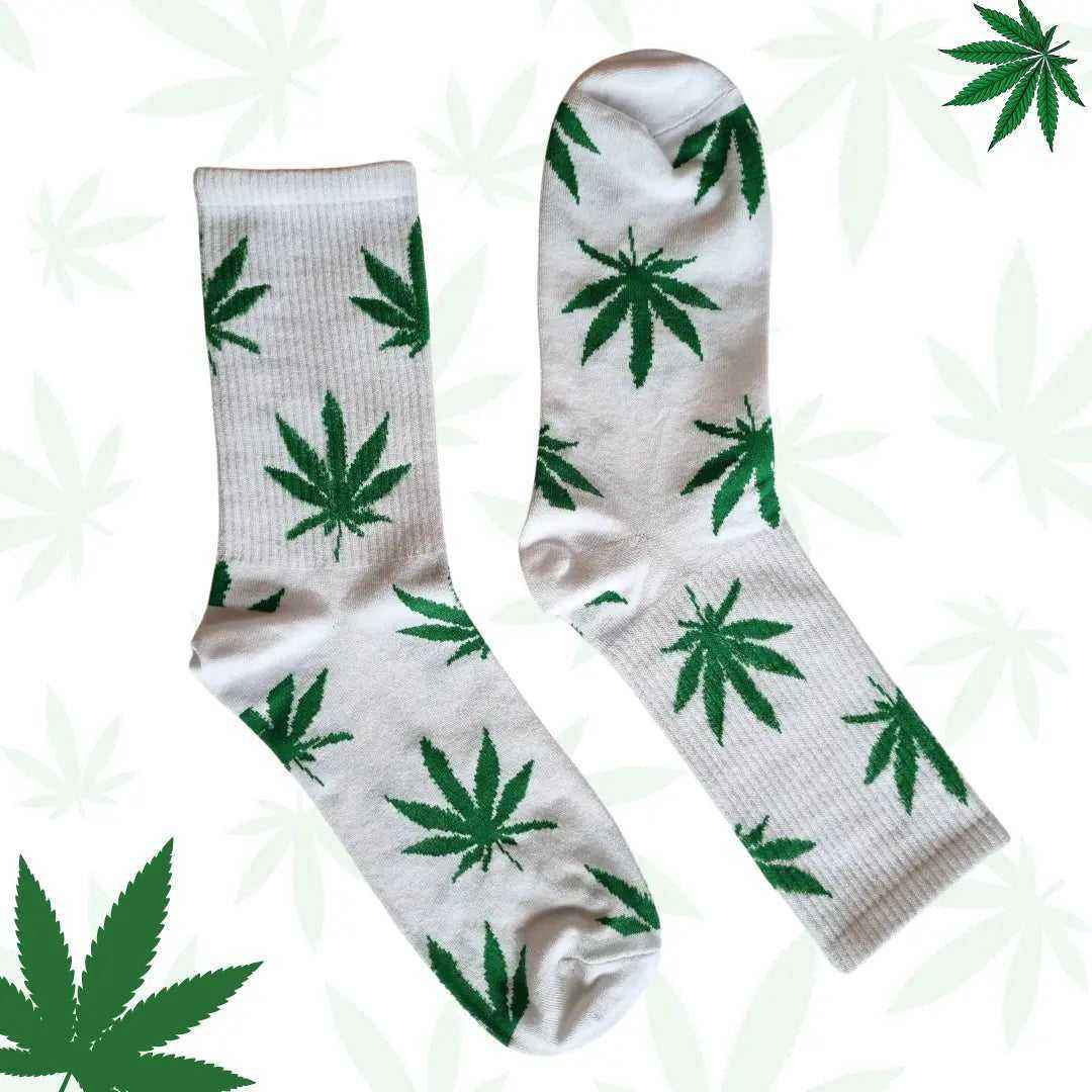 White Cannabis Leaf Socks (Pack Of 1) - Town Business