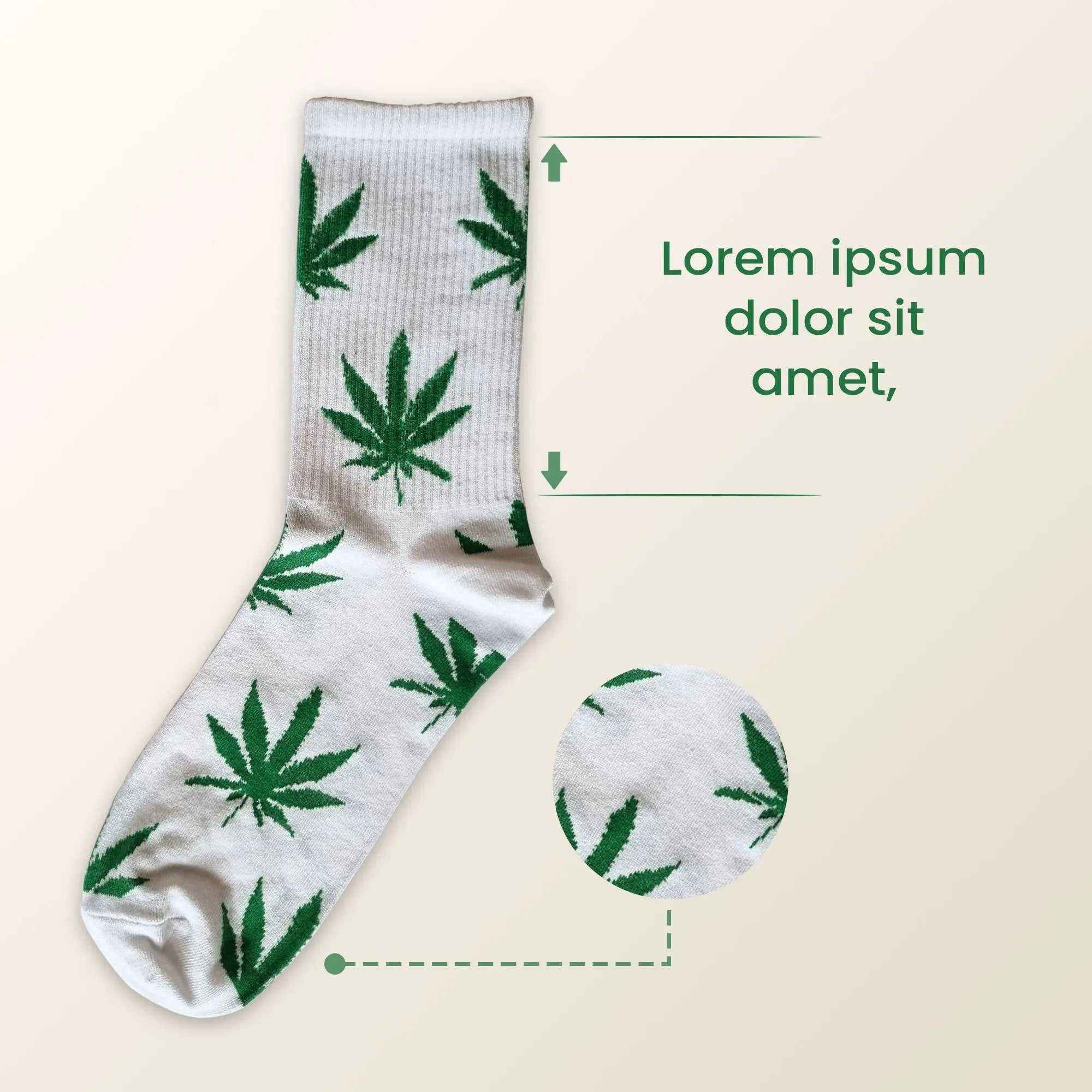 White Cannabis Leaf Socks (Pack Of 1) - Town Business