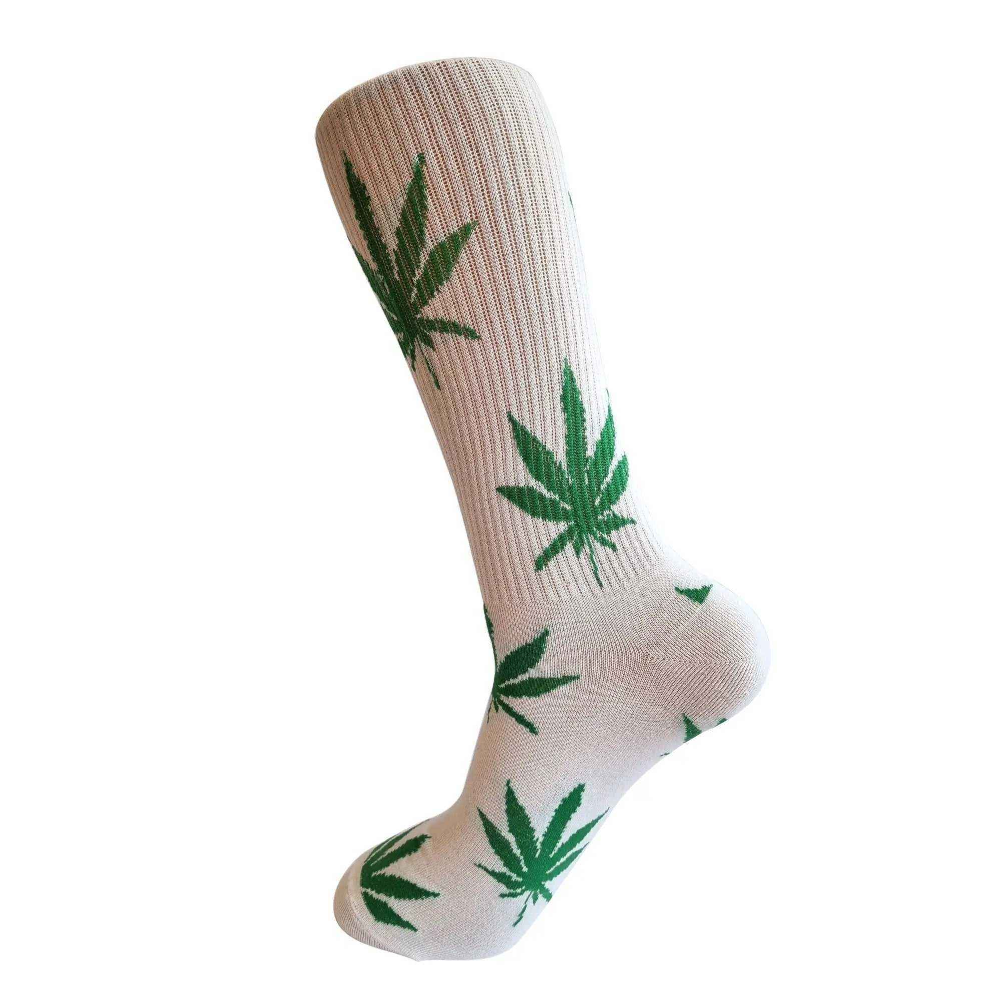 White Cannabis Leaf Socks (Pack Of 1) - Town Business