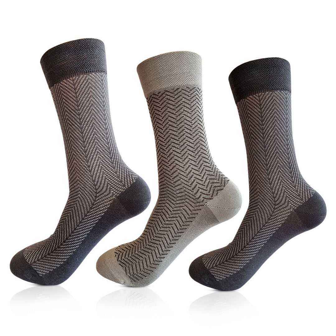 Self design 3 Pair Mercerised Cotton Socks ( Shades of Grey (Dark, medium, light) ) - Town Business