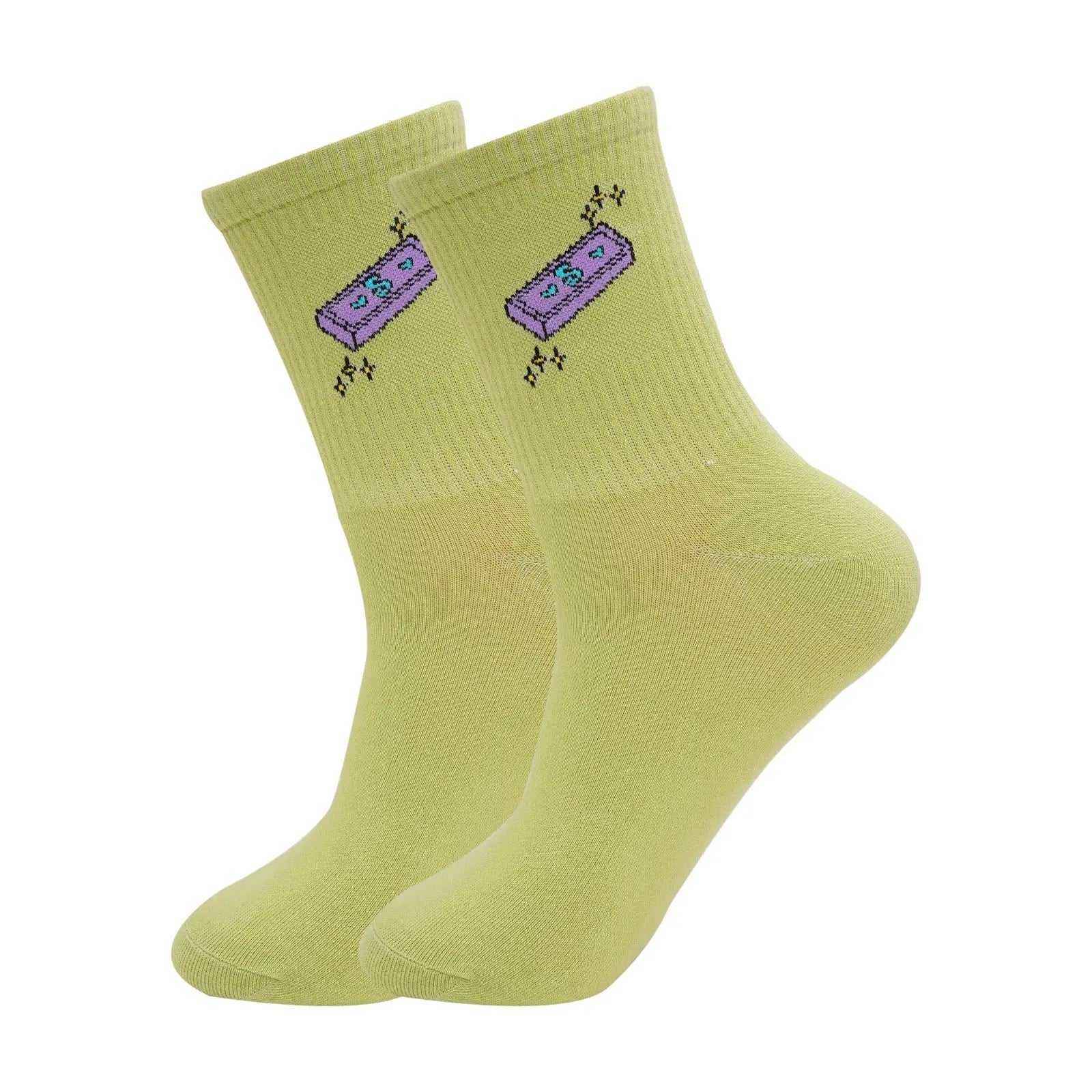 Green Apple Dollar Socks (Pack Of 1) - Town Business