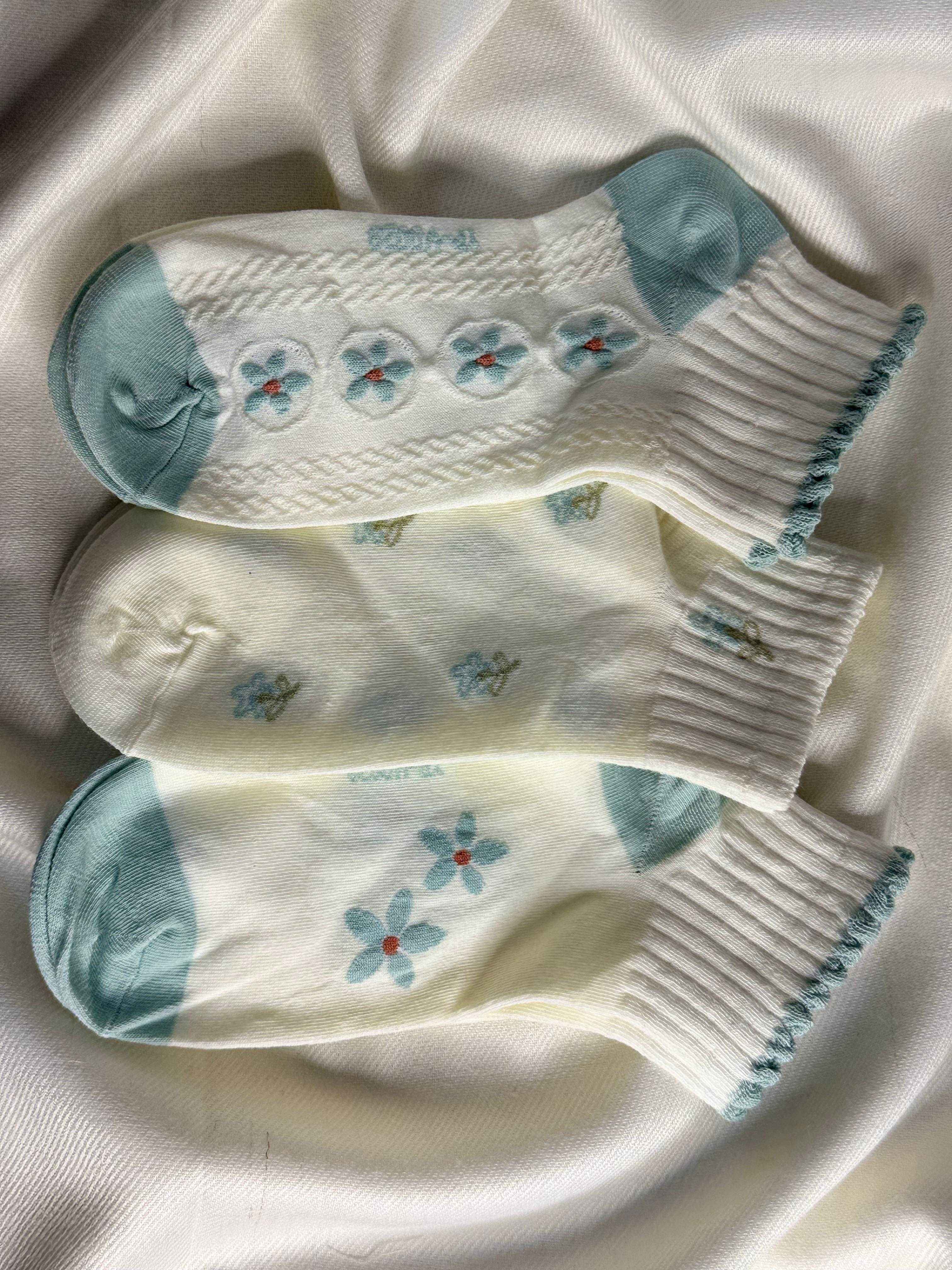 Bloom Series Socks – Fresh Floral Elegance (Pack Of 3)6N
