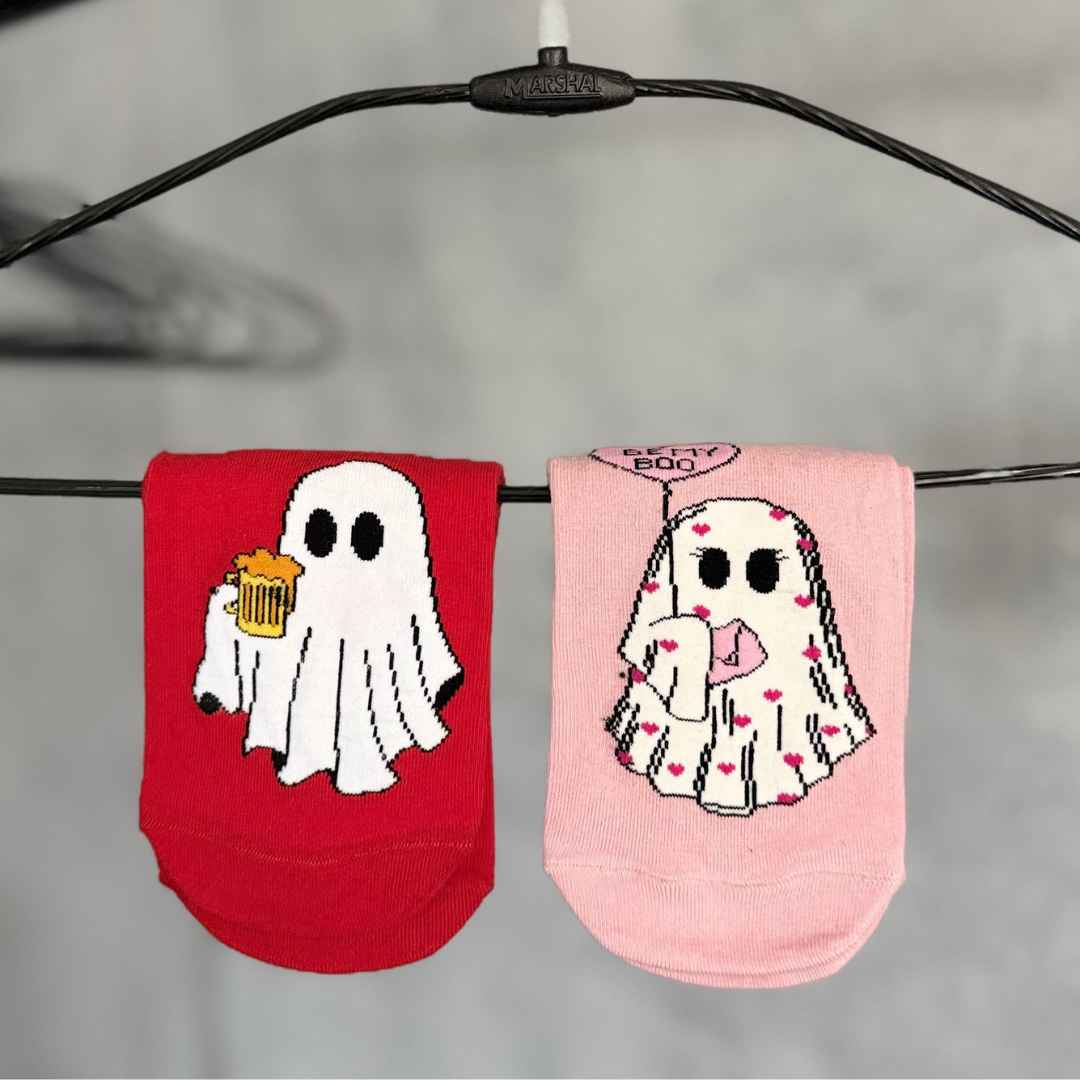 Cozy and Trendy Ghost Design Socks (Pack of 2) 4N