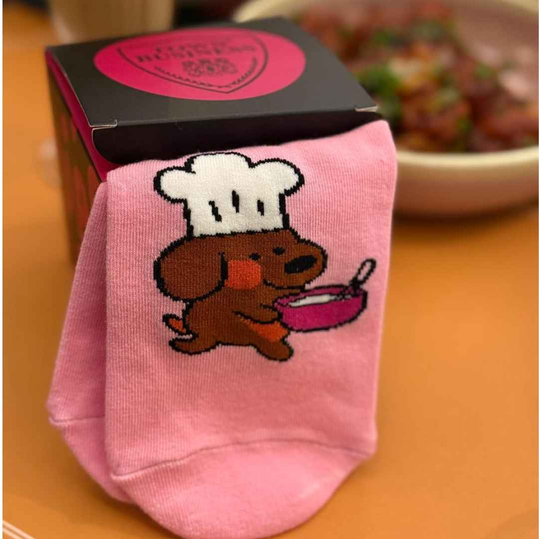 Adorable Cartoon Dog Wearing Chef,s hat Socks Pack of 1 (2N) - Town Business