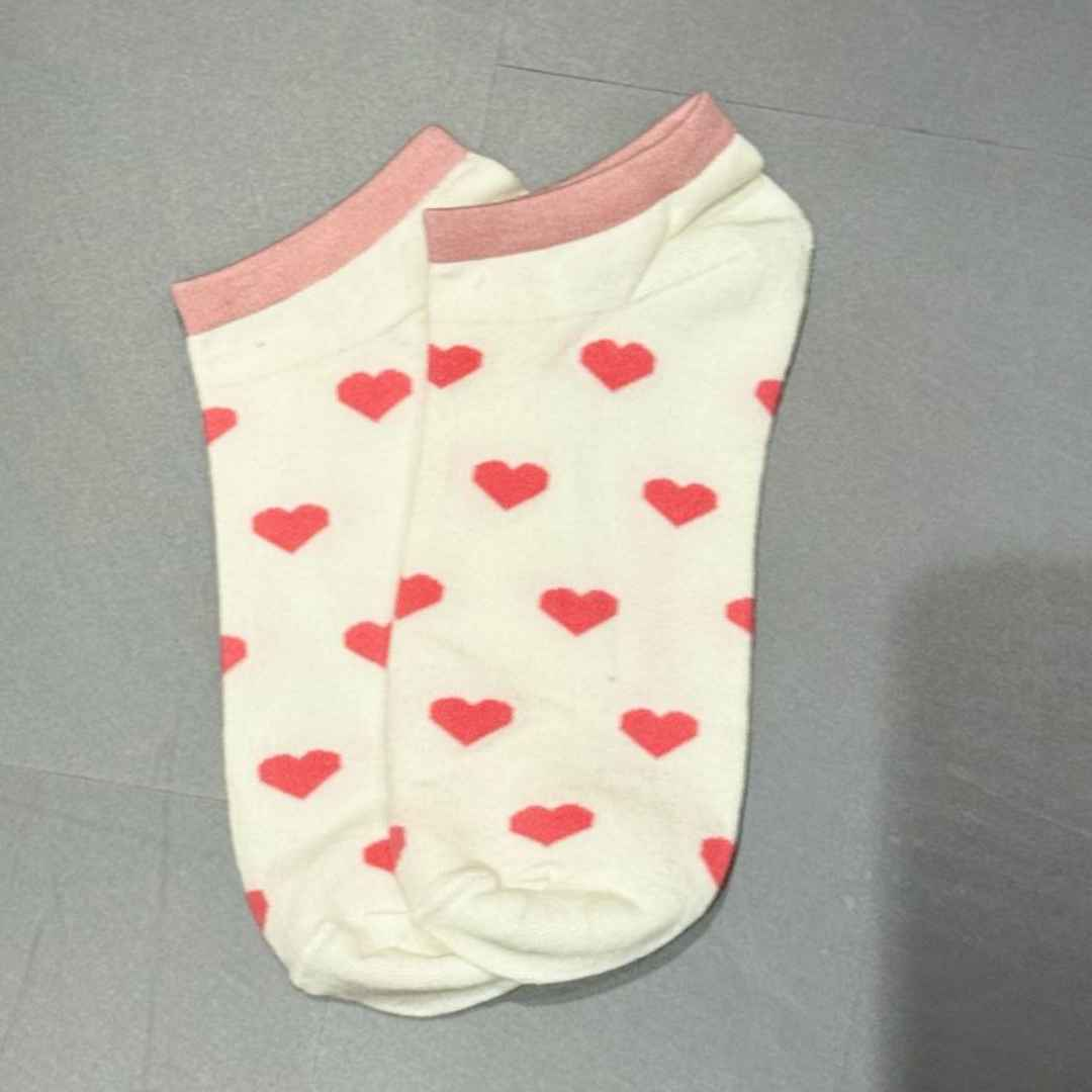 Adorable Heart Patterned Ankle Socks(Pack of 1)