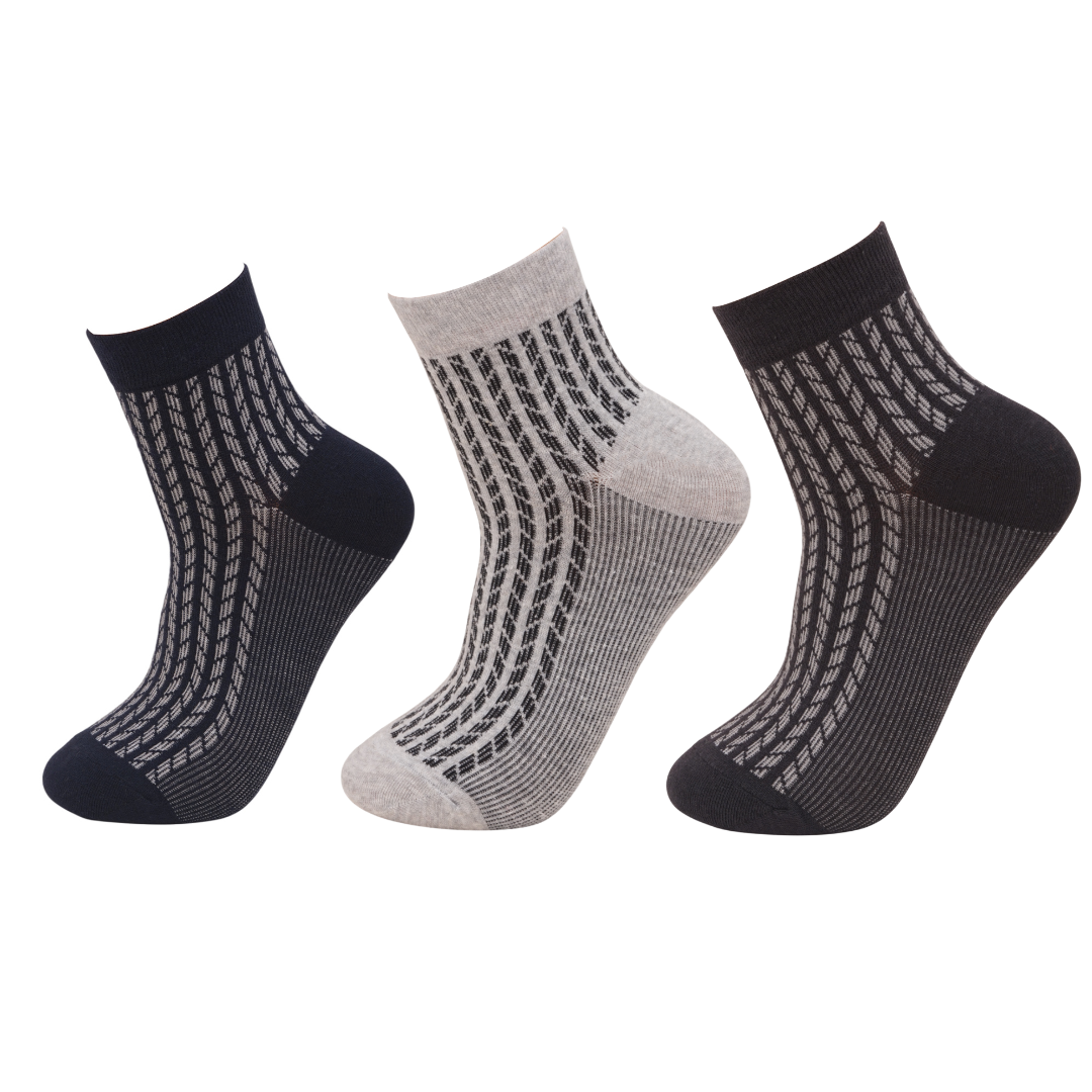 Platinum Ankle Plating Design formal wear socks pack of 3