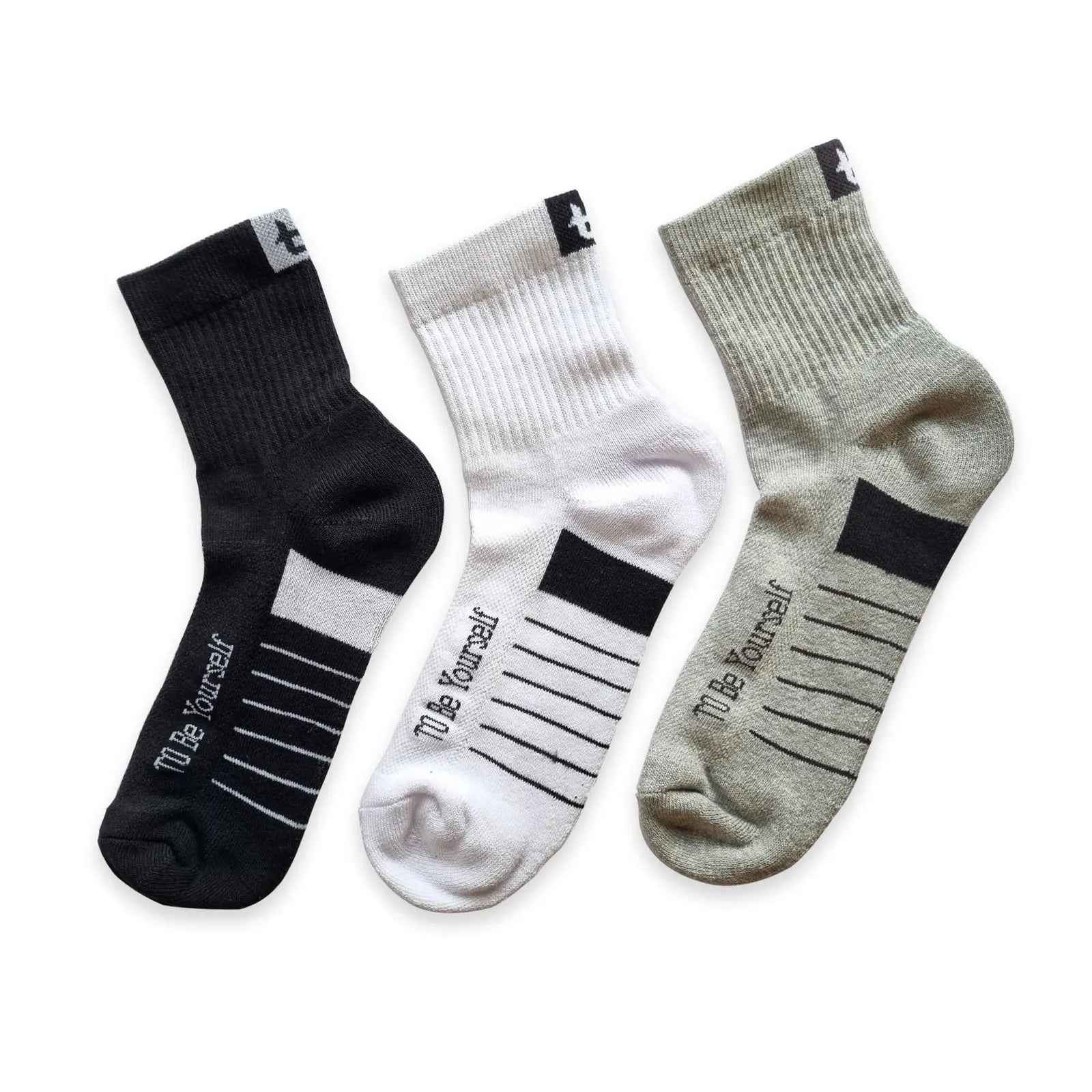 Men’s 3-pair sports ankle-length socks Half Terry Cushioned Sole ( Black, White ,Grey) - Town Business