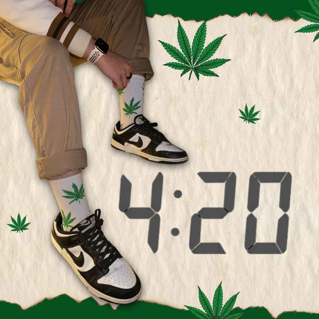 White Cannabis Leaf Socks (Pack Of 1) - Town Business