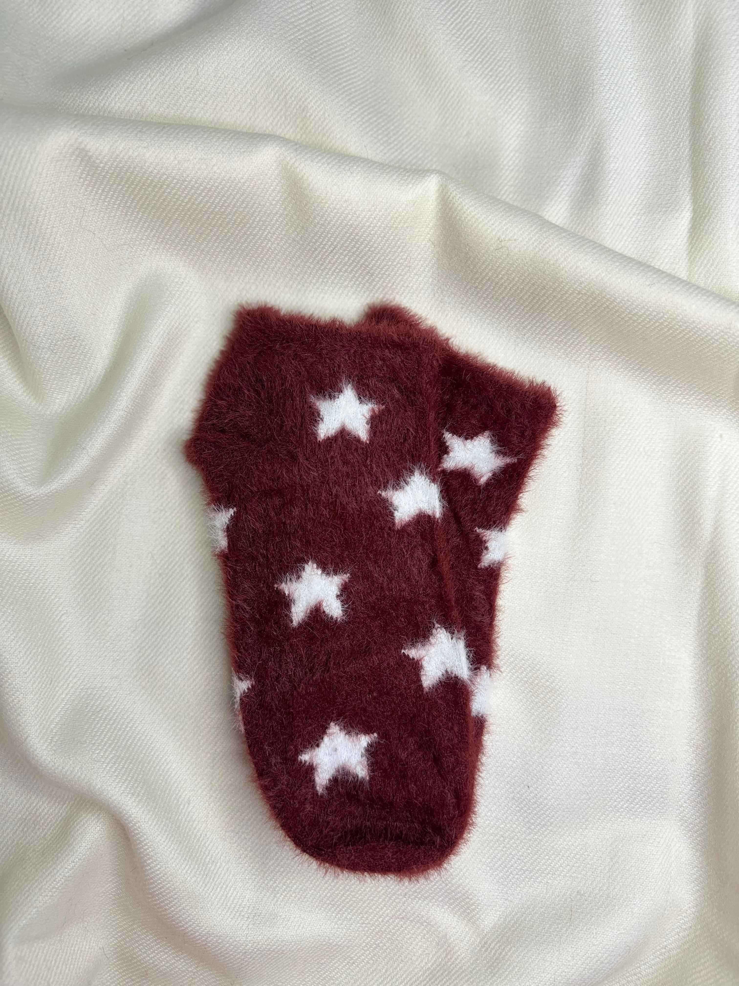 Starry Cozy Socks Deep Wine Red (Pack Of 1) 2N