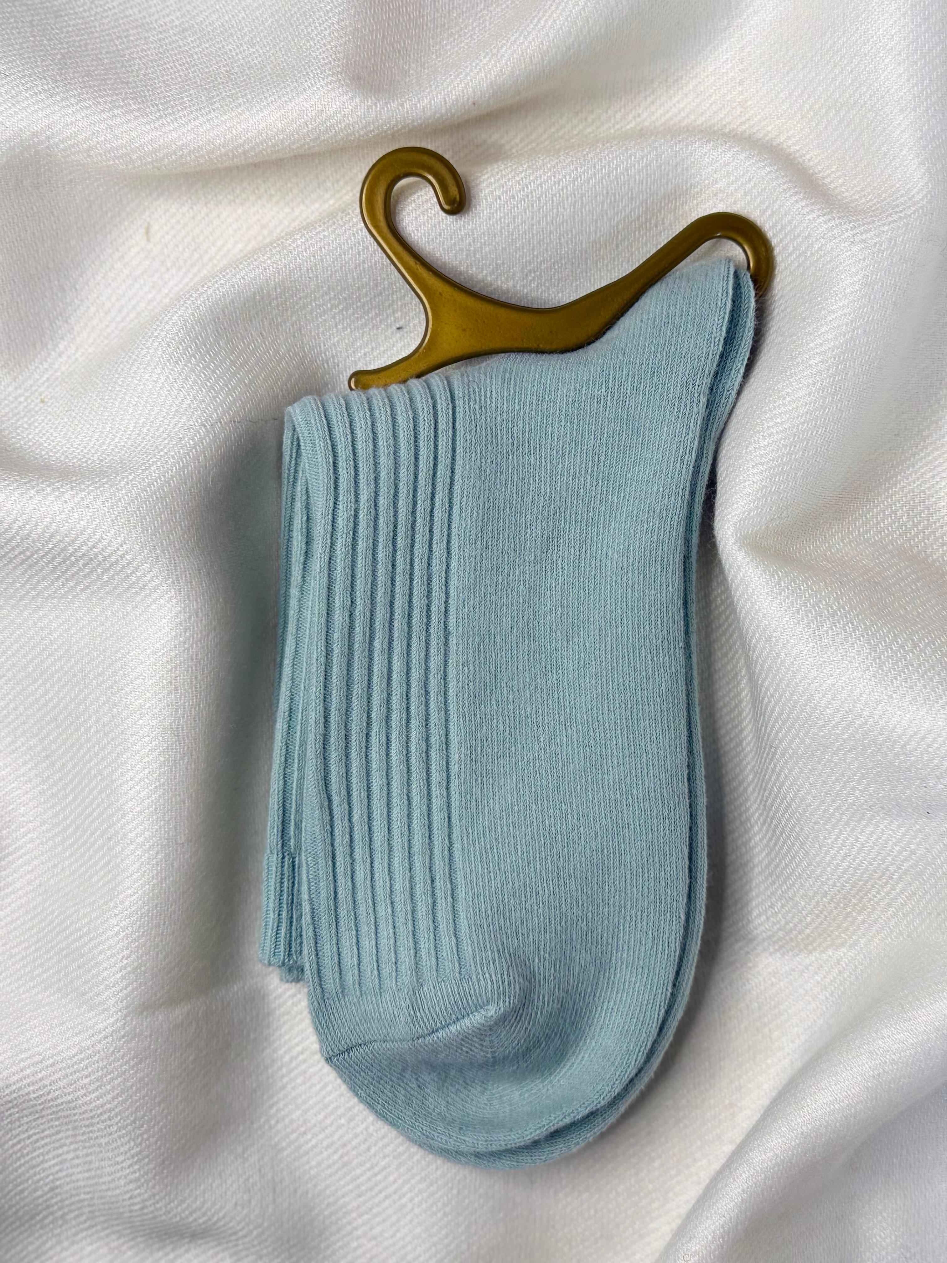 Ribbed Solid Sky Blue Socks (Pack Of 1)2N