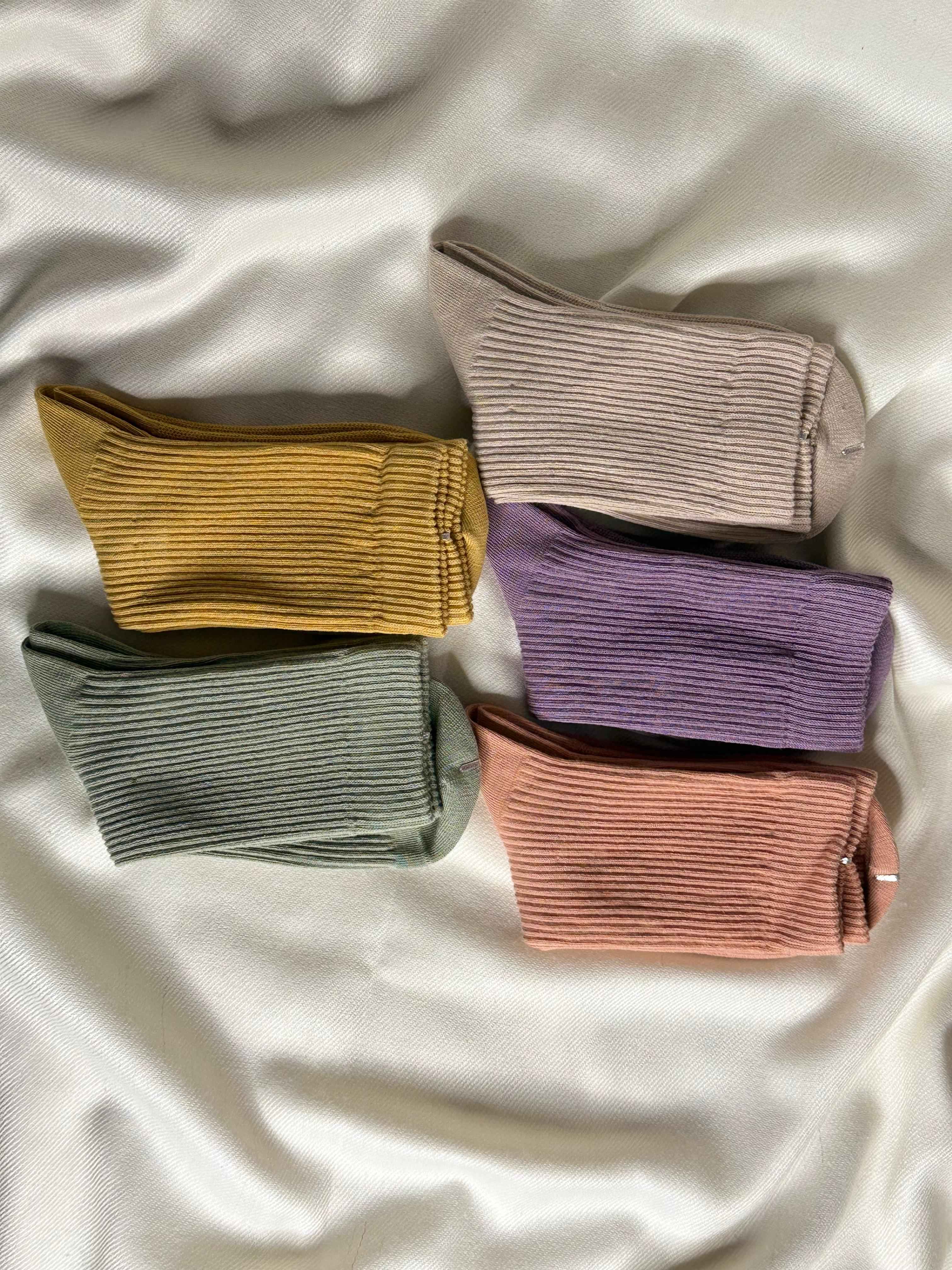 Ribbed Solid Colorful Socks (Pack Of 5)10N