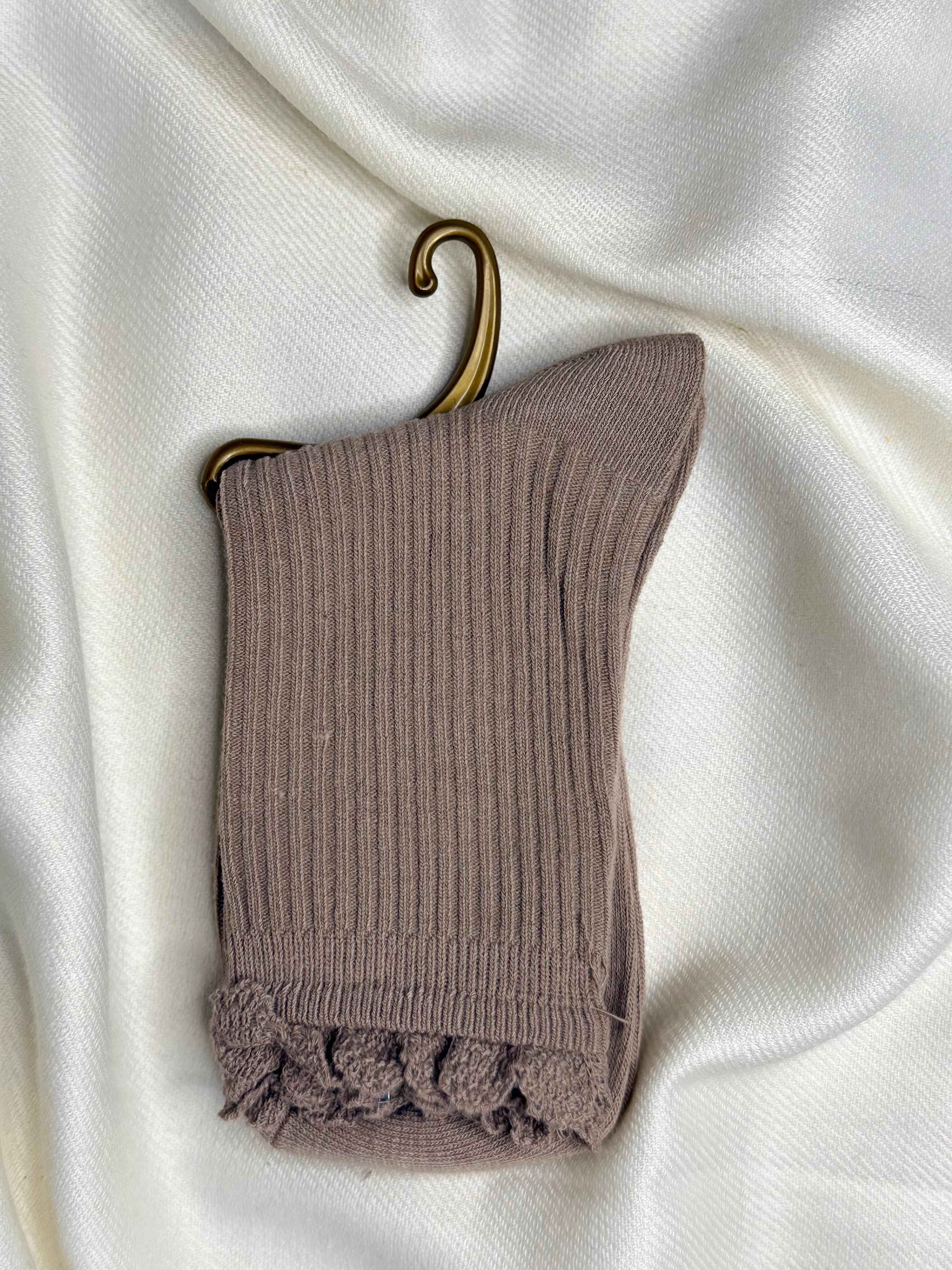 Ribbed Elegance Socks with Crochet Detailing (Pack Of 5) 10N