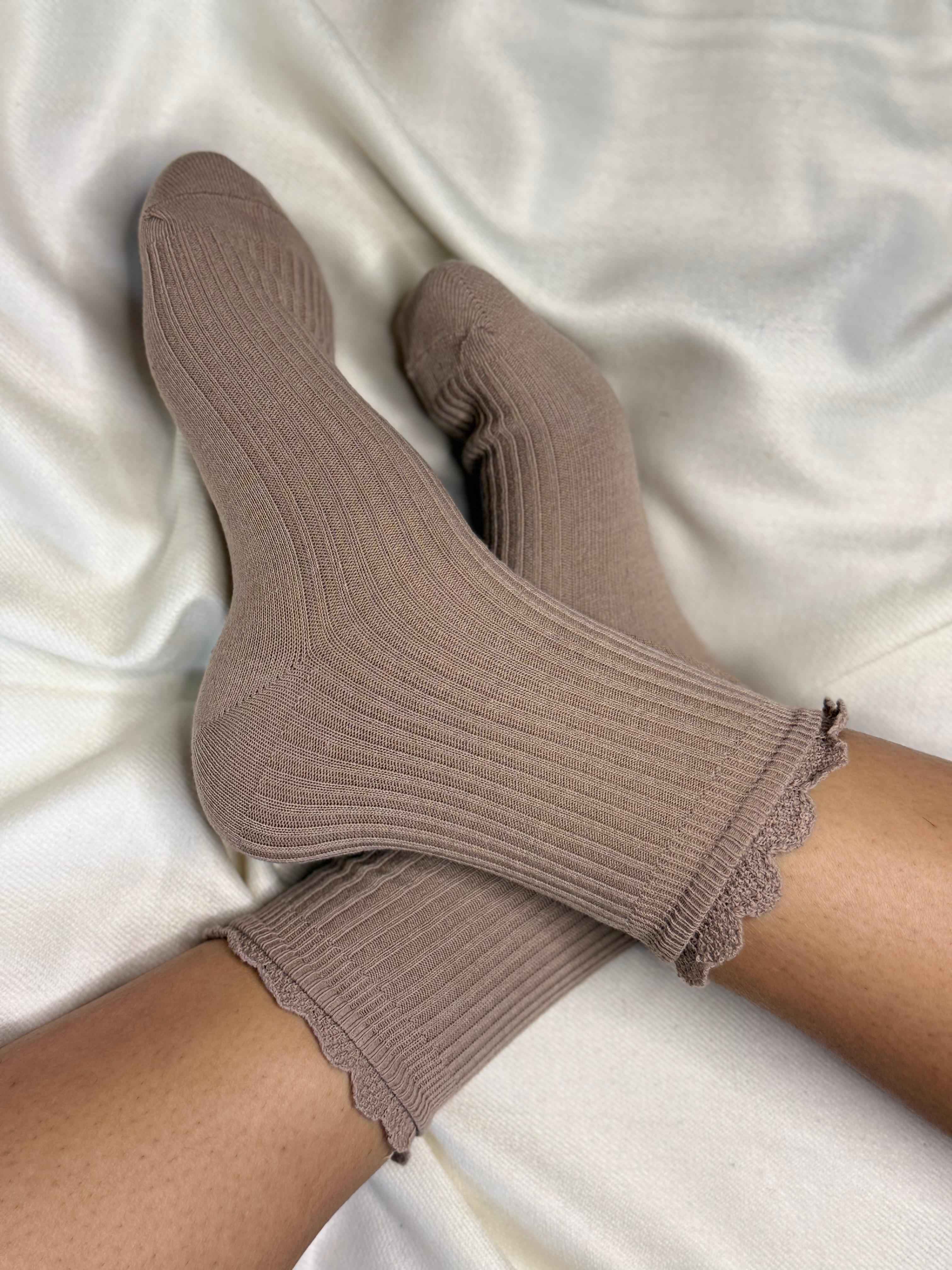 Ribbed Elegance Socks with Crochet Detailing (Pack Of 5) 10N