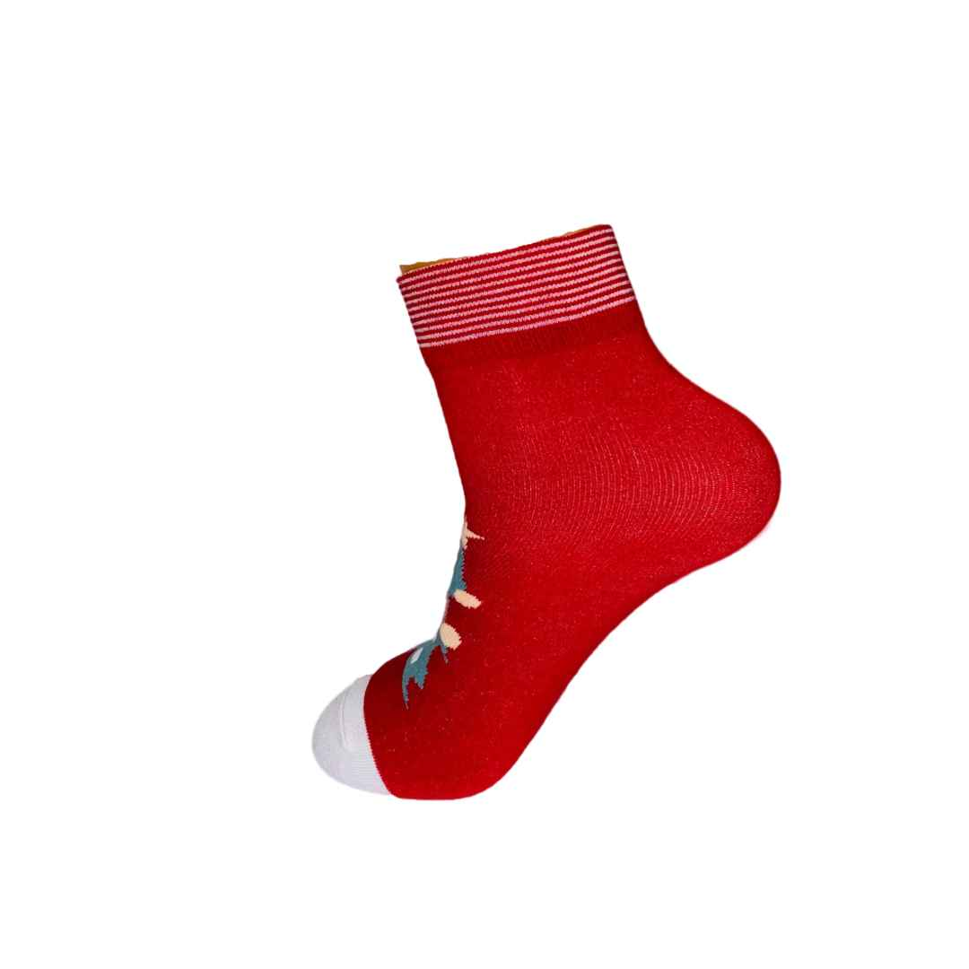 Red Christmas Socks with Unique Design (Pack of 1) 2N