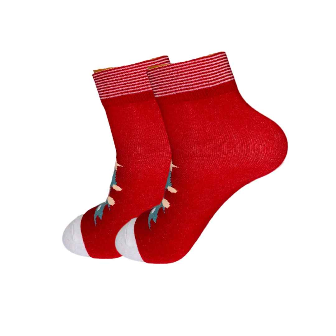 Red Christmas Socks with Unique Design (Pack of 1) 2N